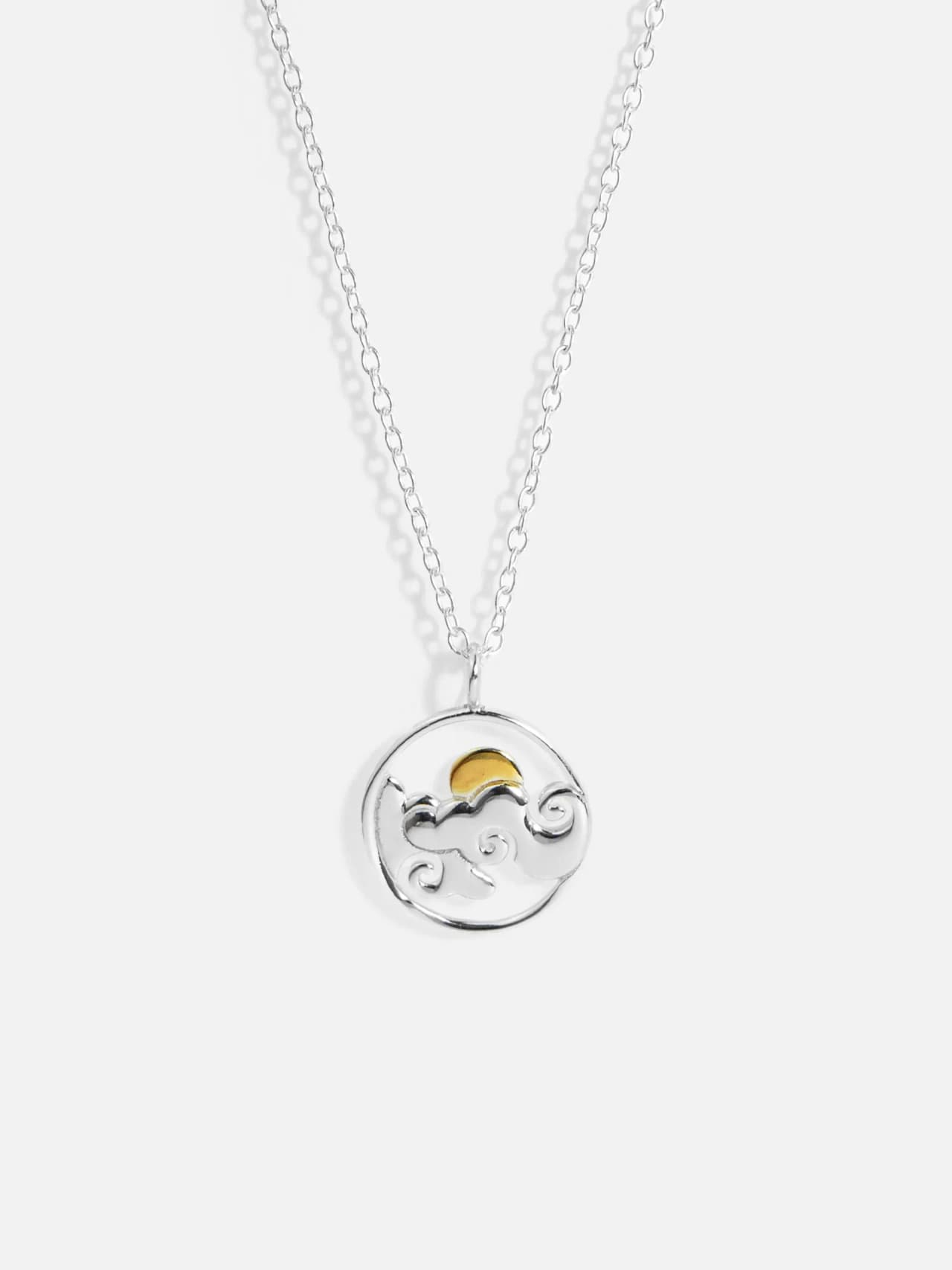 Äkta Silver Damhalsband Moln och Sol