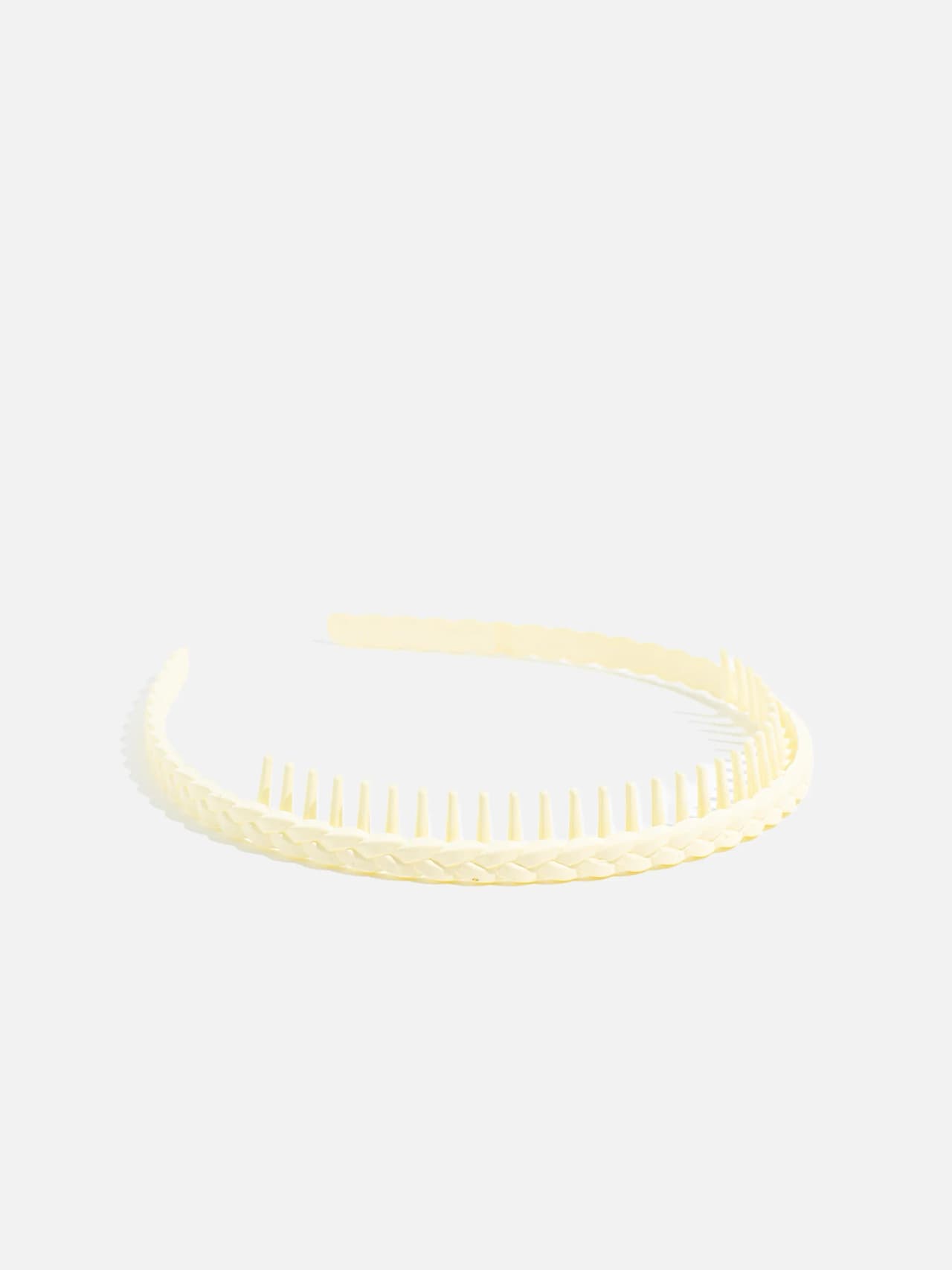Diadem med Flätat Mönster och Kamtänder Krämvit