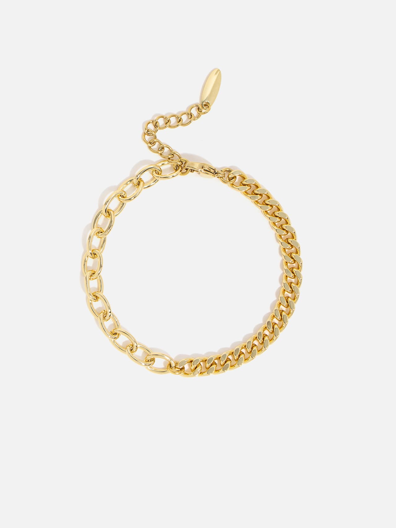 Kombinationsarmband 14K Guldpläterat – Oval & Pansarlänk