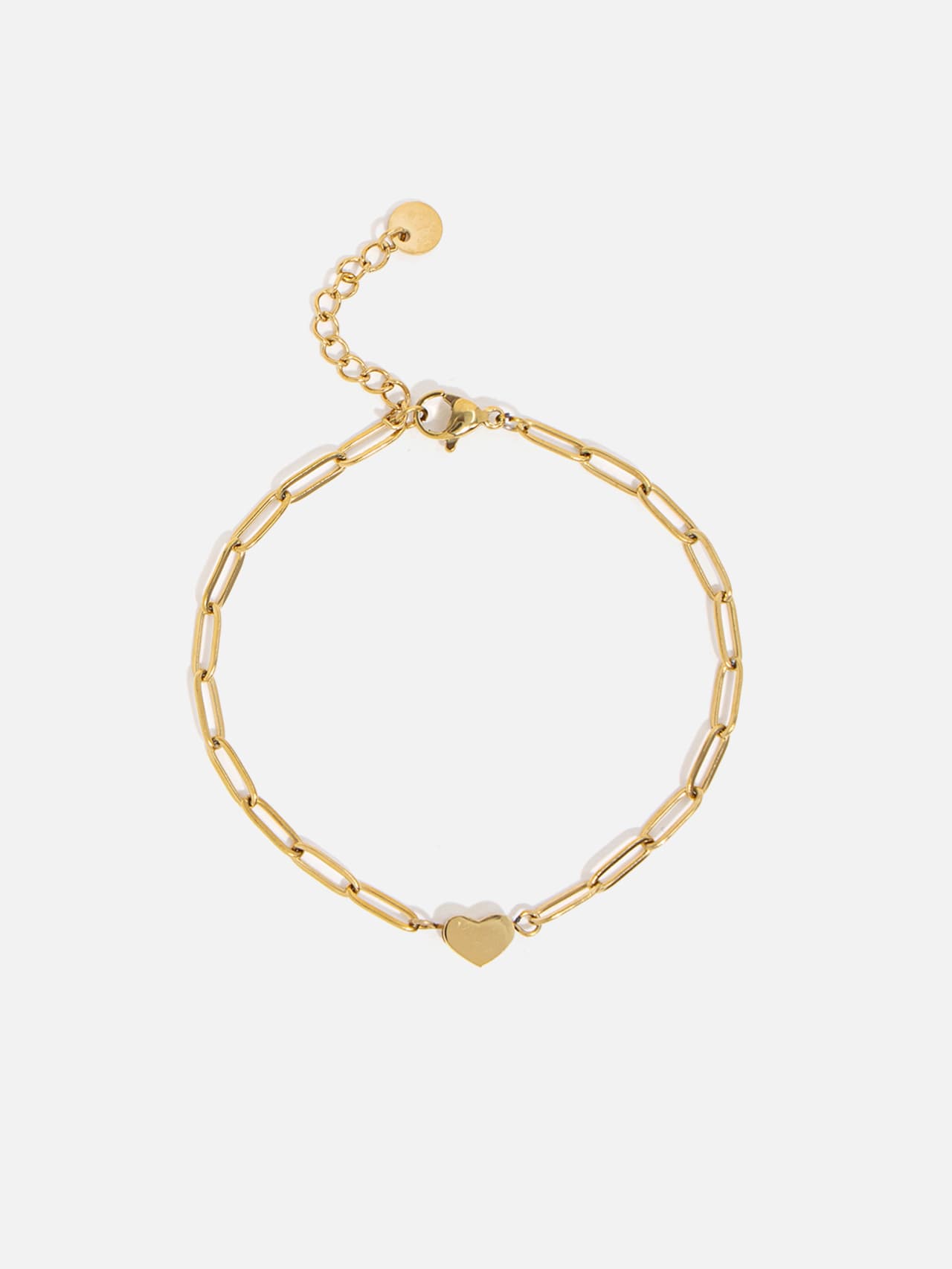 Paperclip-armband med Hjärta 14K Rostfritt Stål Guldpläterat