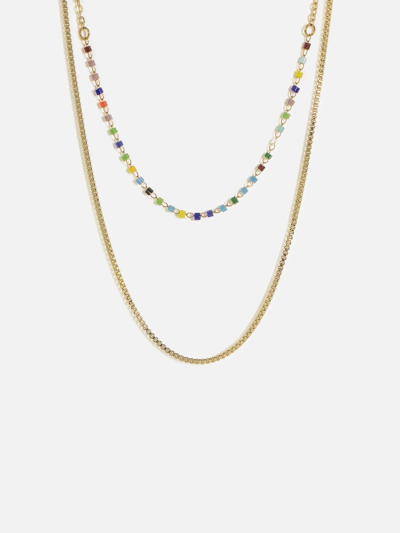 18K Guldpläterat Stål Halsband Doubbel Kedja