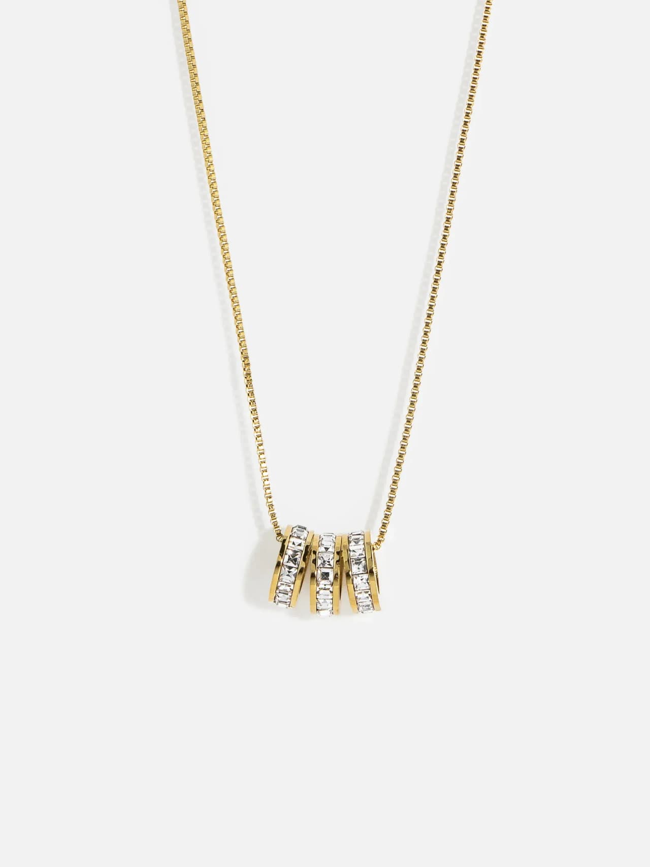18K Guldpläterat Stål Halsband - Hoop med Kristall
