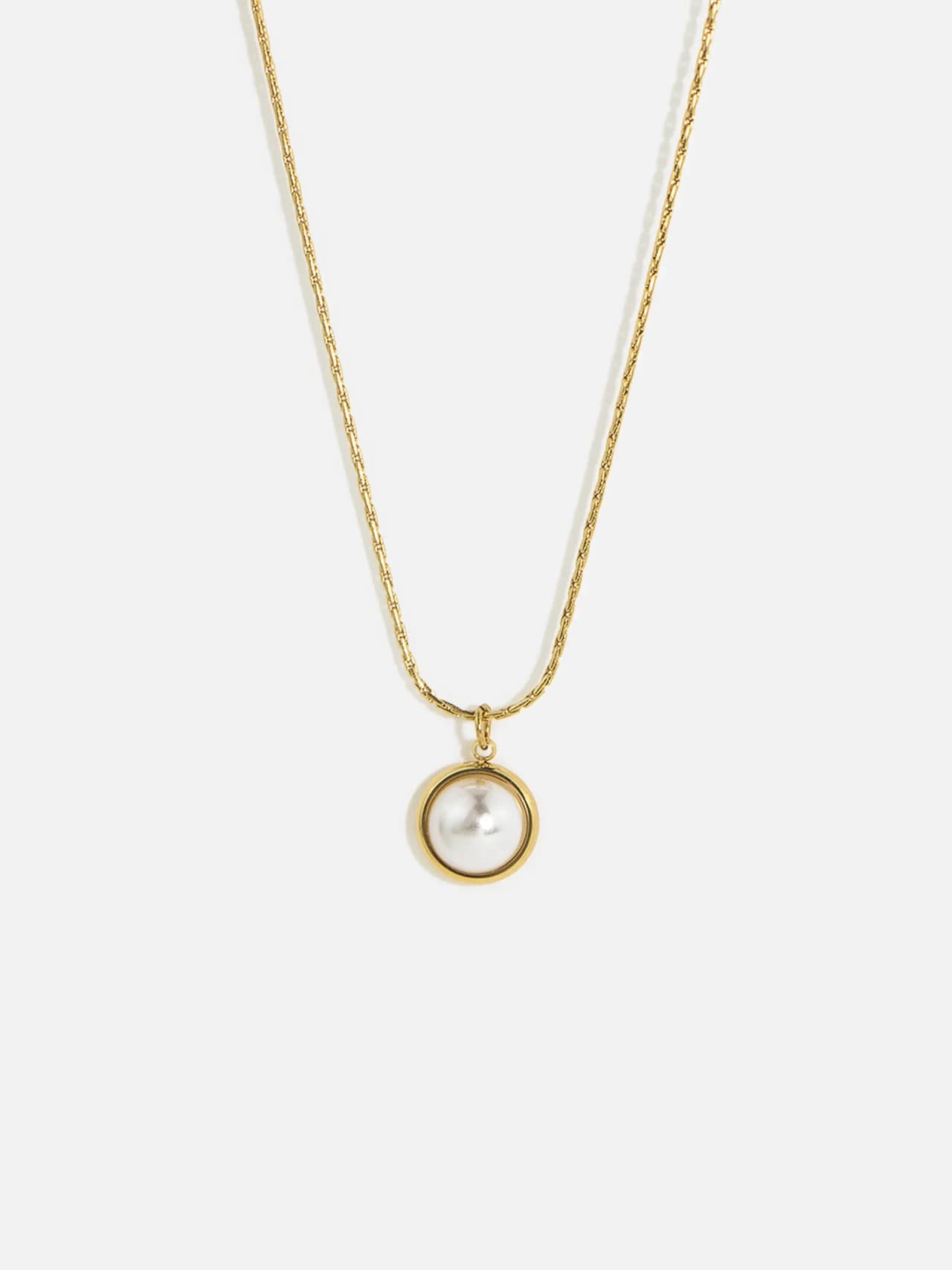 18K Guldpläterat Stål Halsband Rund med Pärl