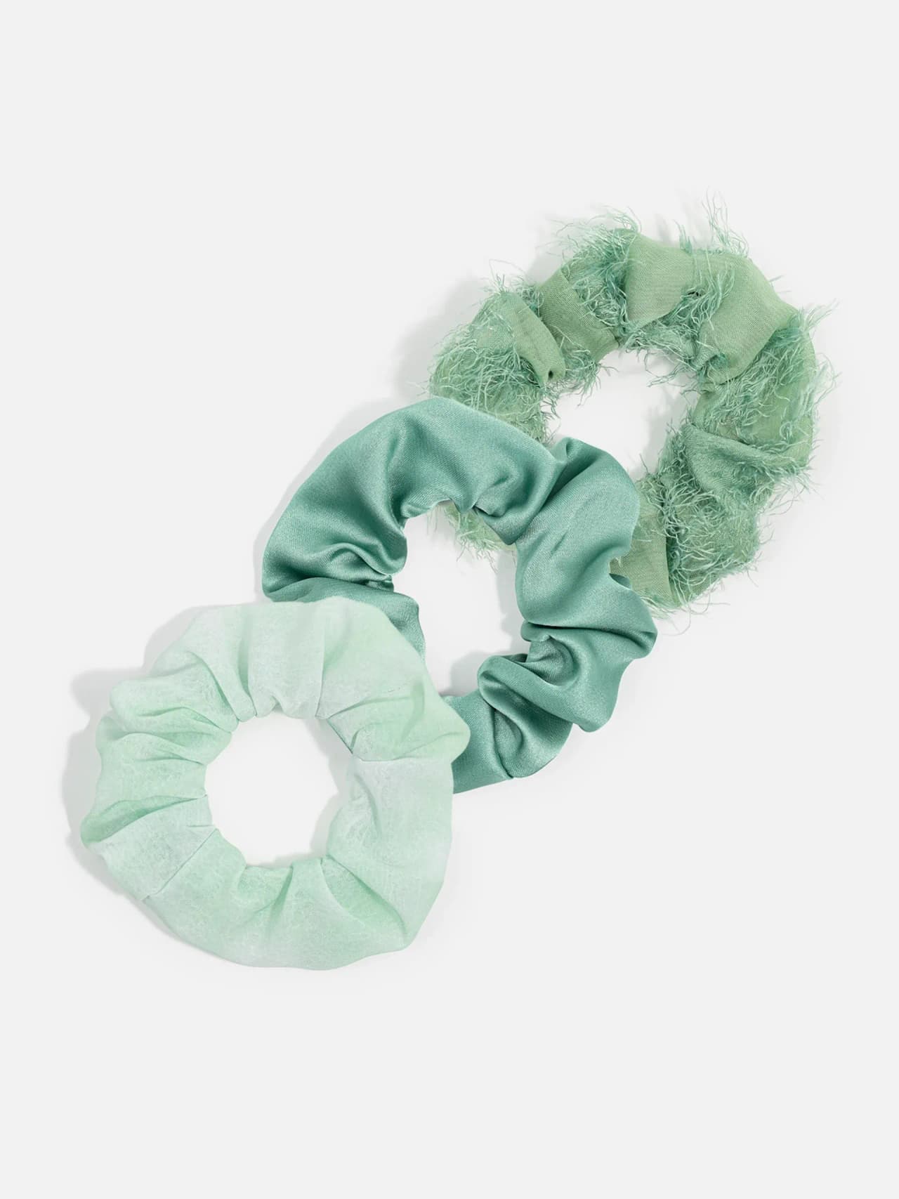 3-Pack Grönt Scrunchie Set
