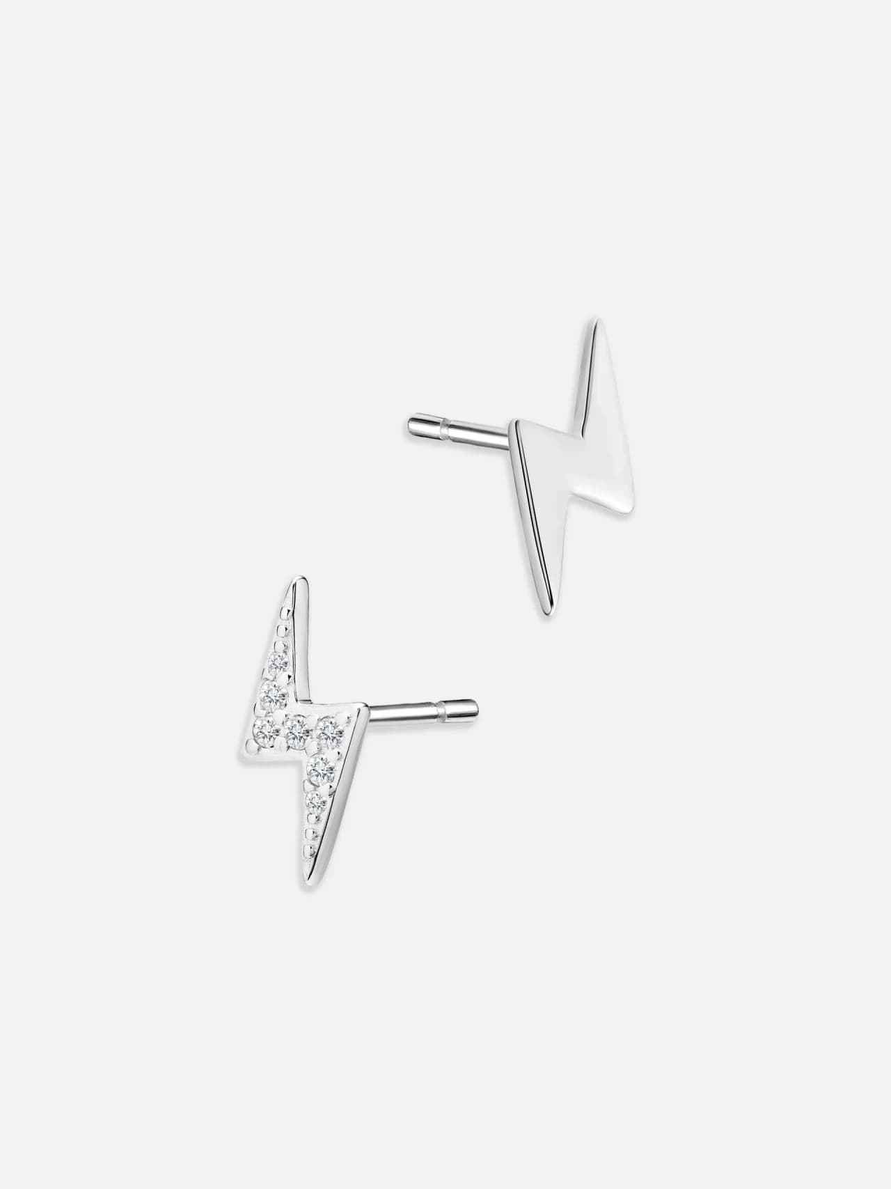 Äkta Silver Örhängen i Blixtform med Cubic Zirconia
