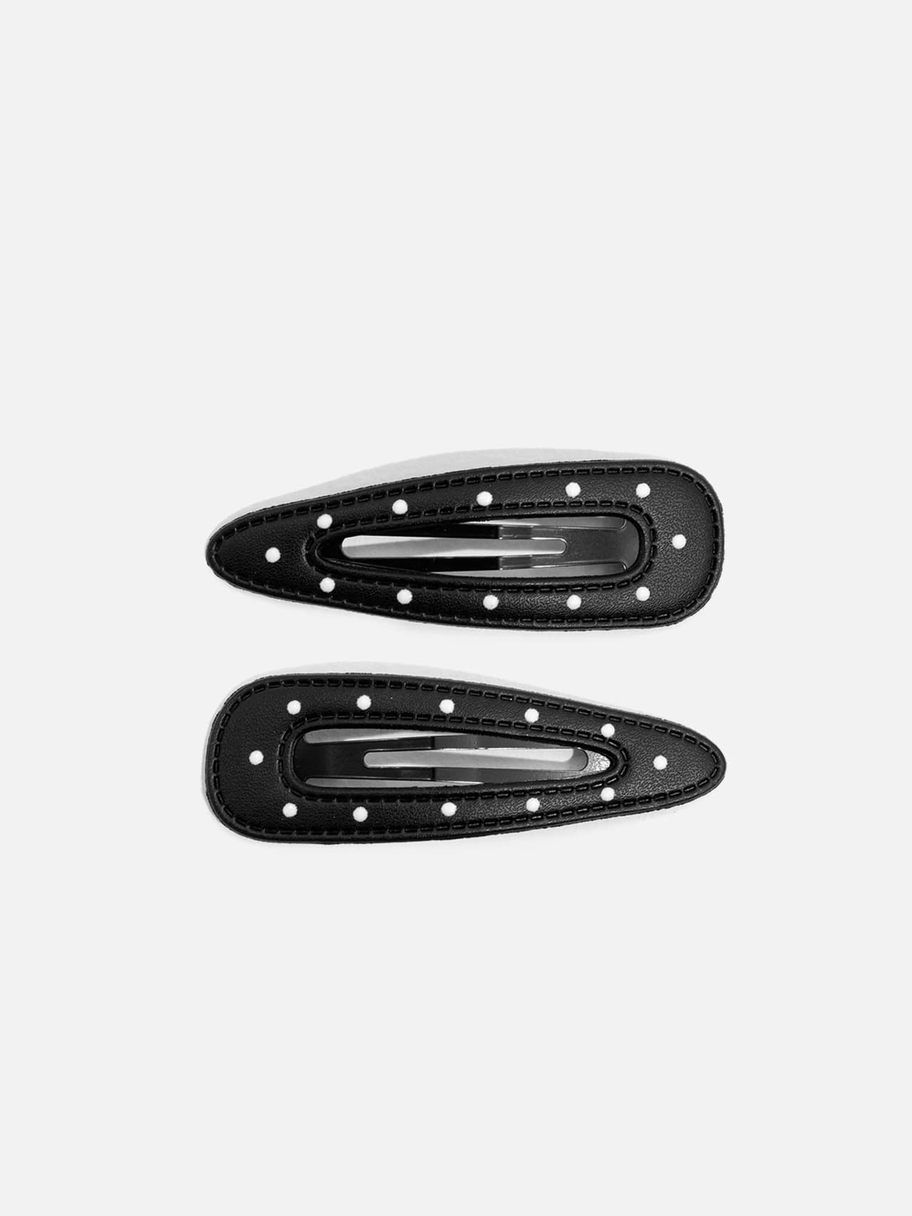 Black Hair Clips with Rivet Details, 2-Pack