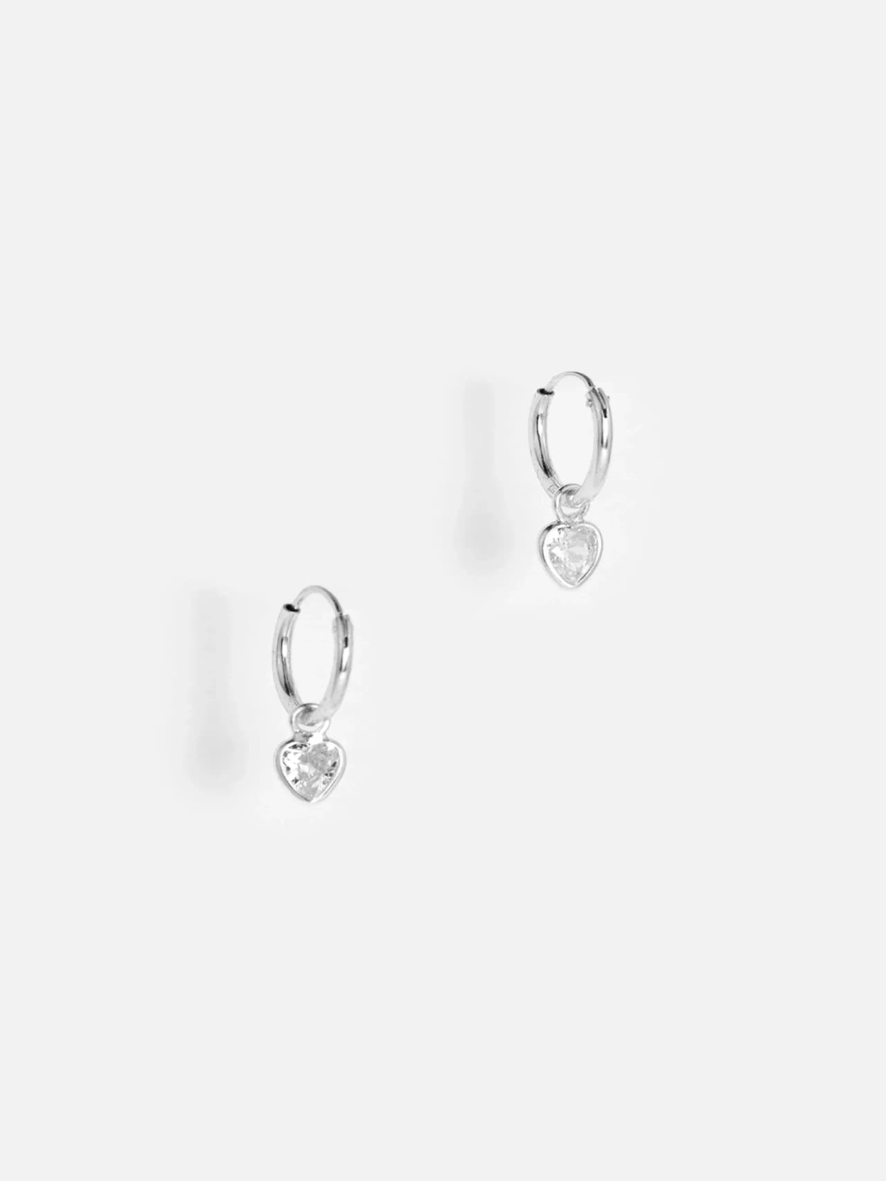Äkta Silver Barnörhängen med Hjärtan och Cubic Zirkonia