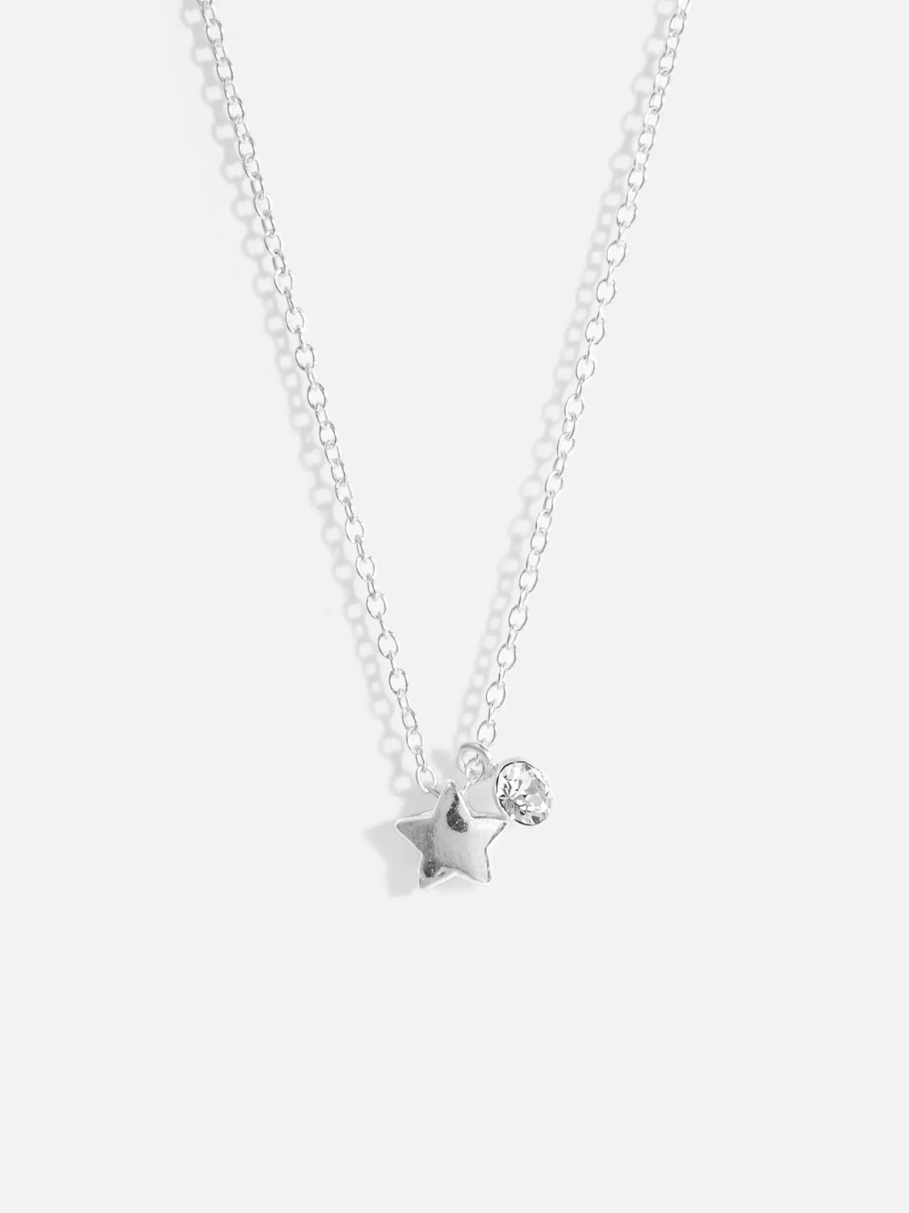 Äkta Silver Damhalsband med Stjärna och Kristall