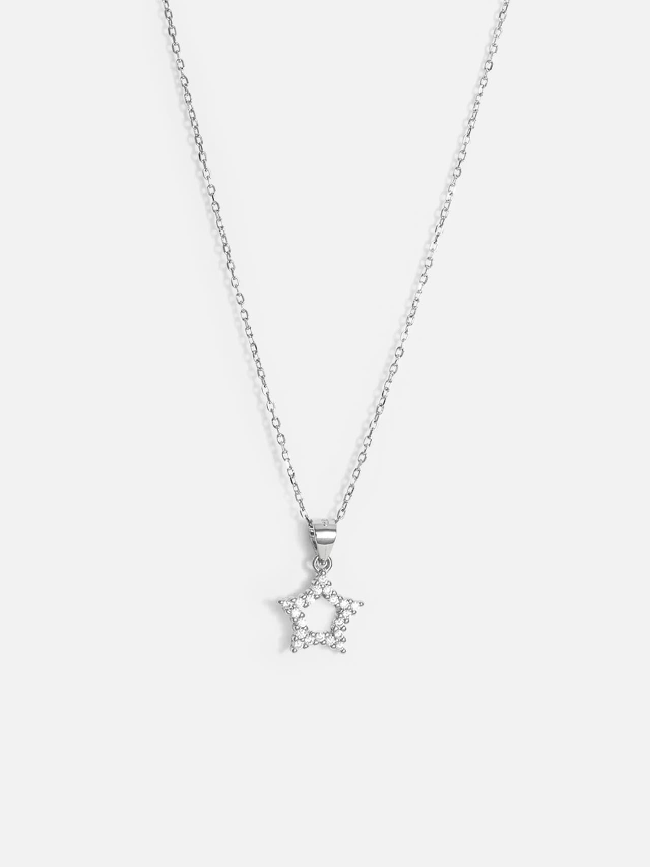 Äkta Silver Damhalsband - Stjärna med Cubic Zirconia
