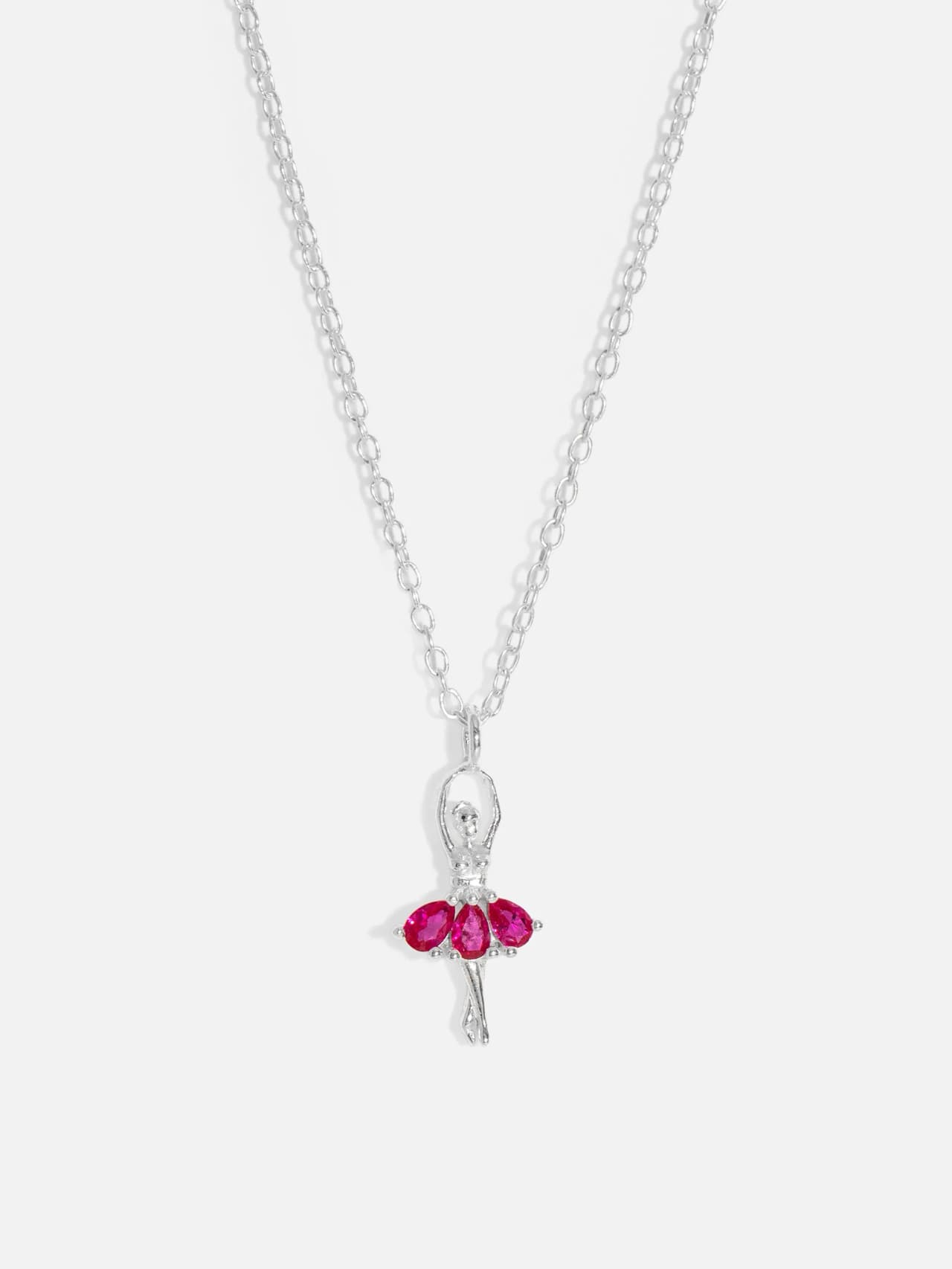 Ballerina halsband i äkta silver med tre rosa cubic zirconia