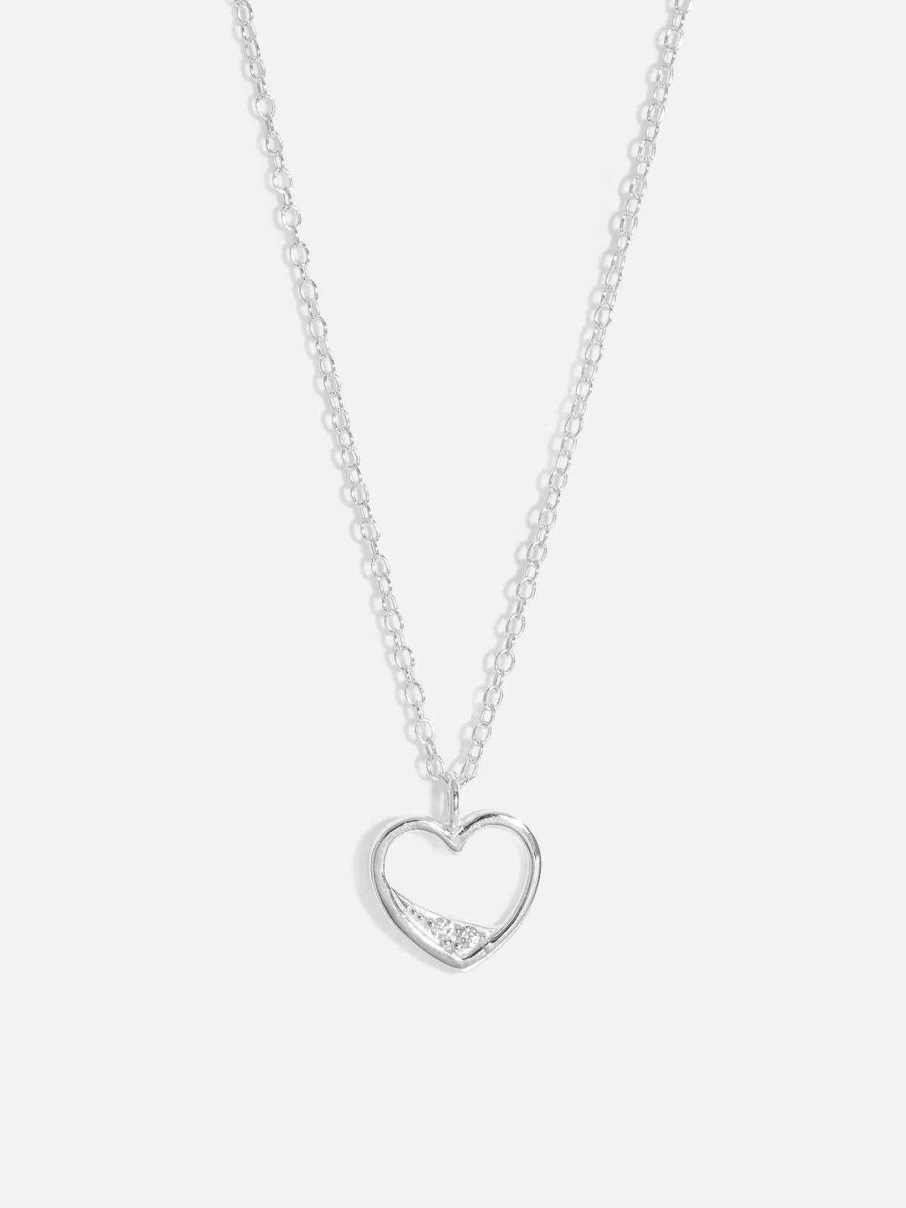 Hjärthalsband i äkta silver med öppen hjärtform och små cubic zirconia-stenar