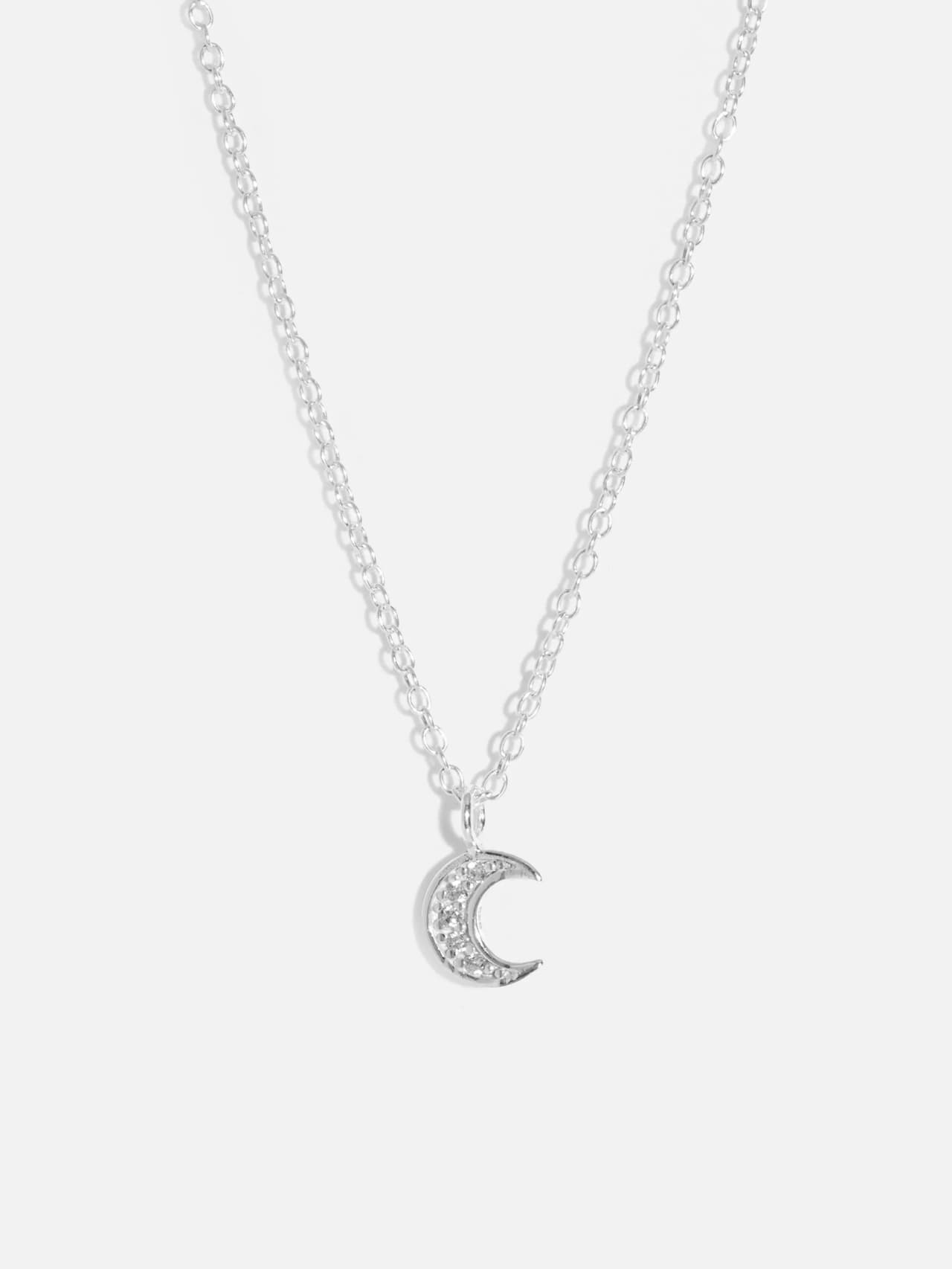 Äkta silverhalsband med litet månhänge och sju stenar av Cubic Zirconia