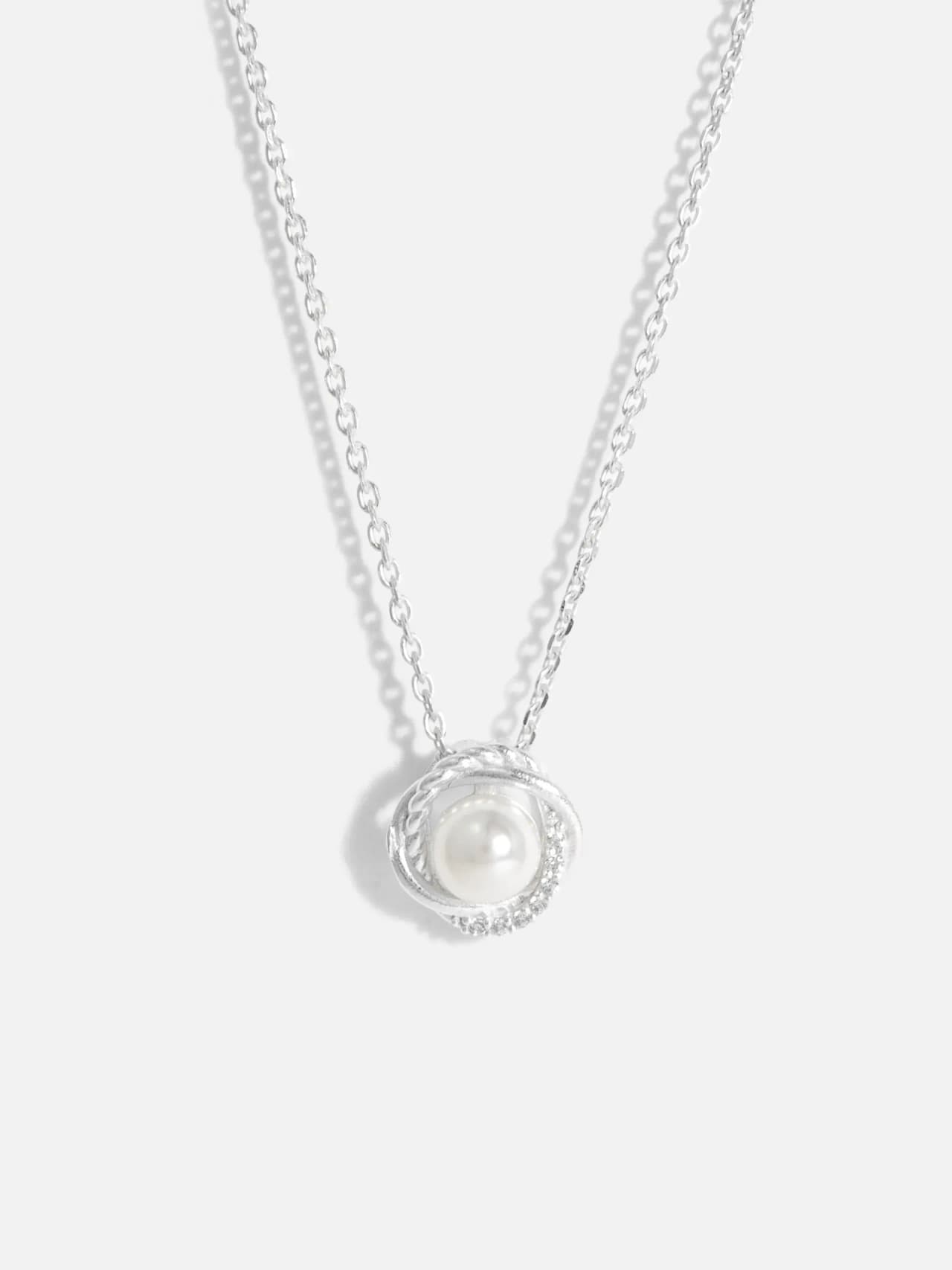 Äkta Silver Halsband med Pärl och Kubisk Zirkonia