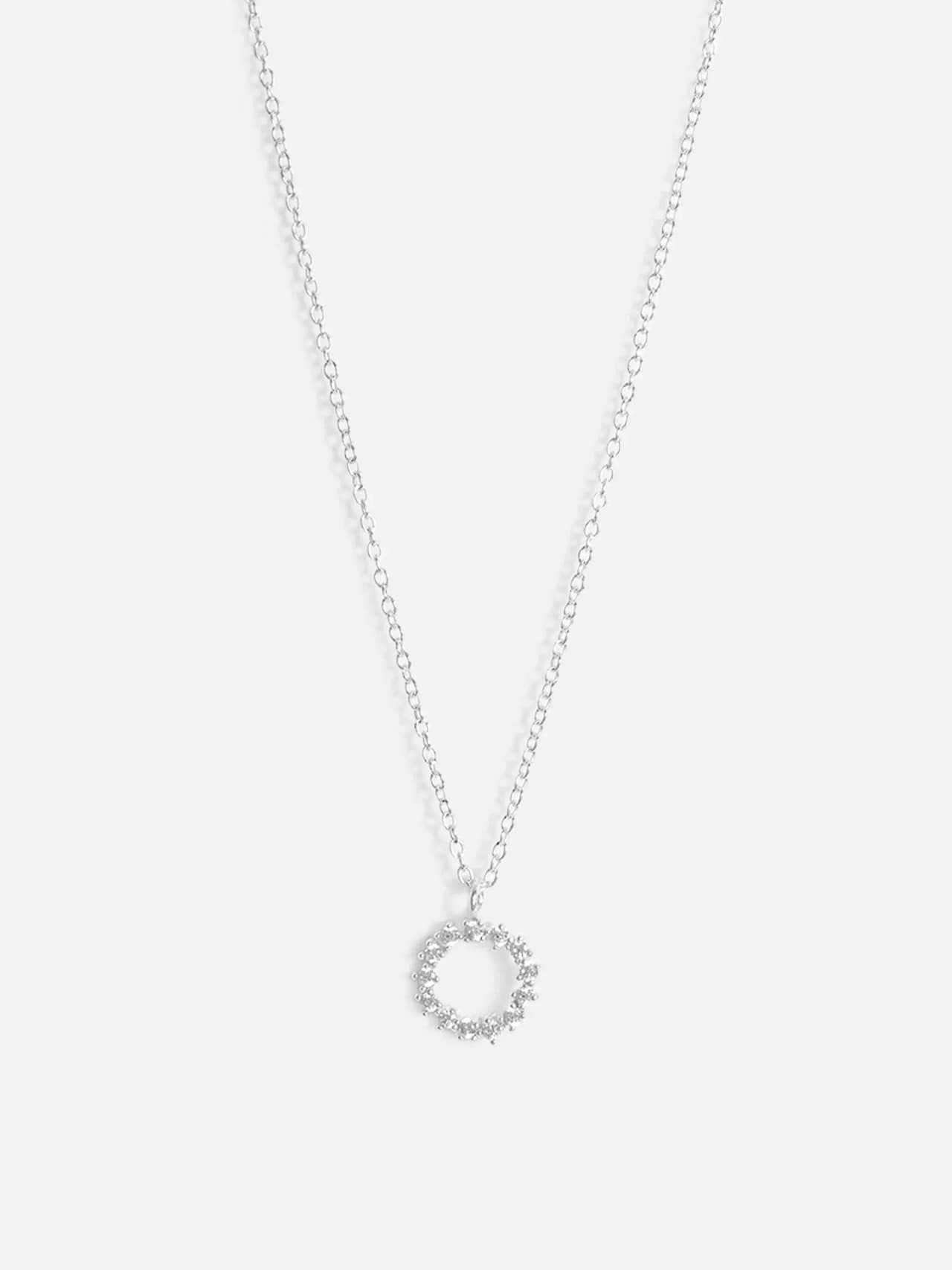 Äkta Silver Halsband med Rund Form och Cubic Zirconia