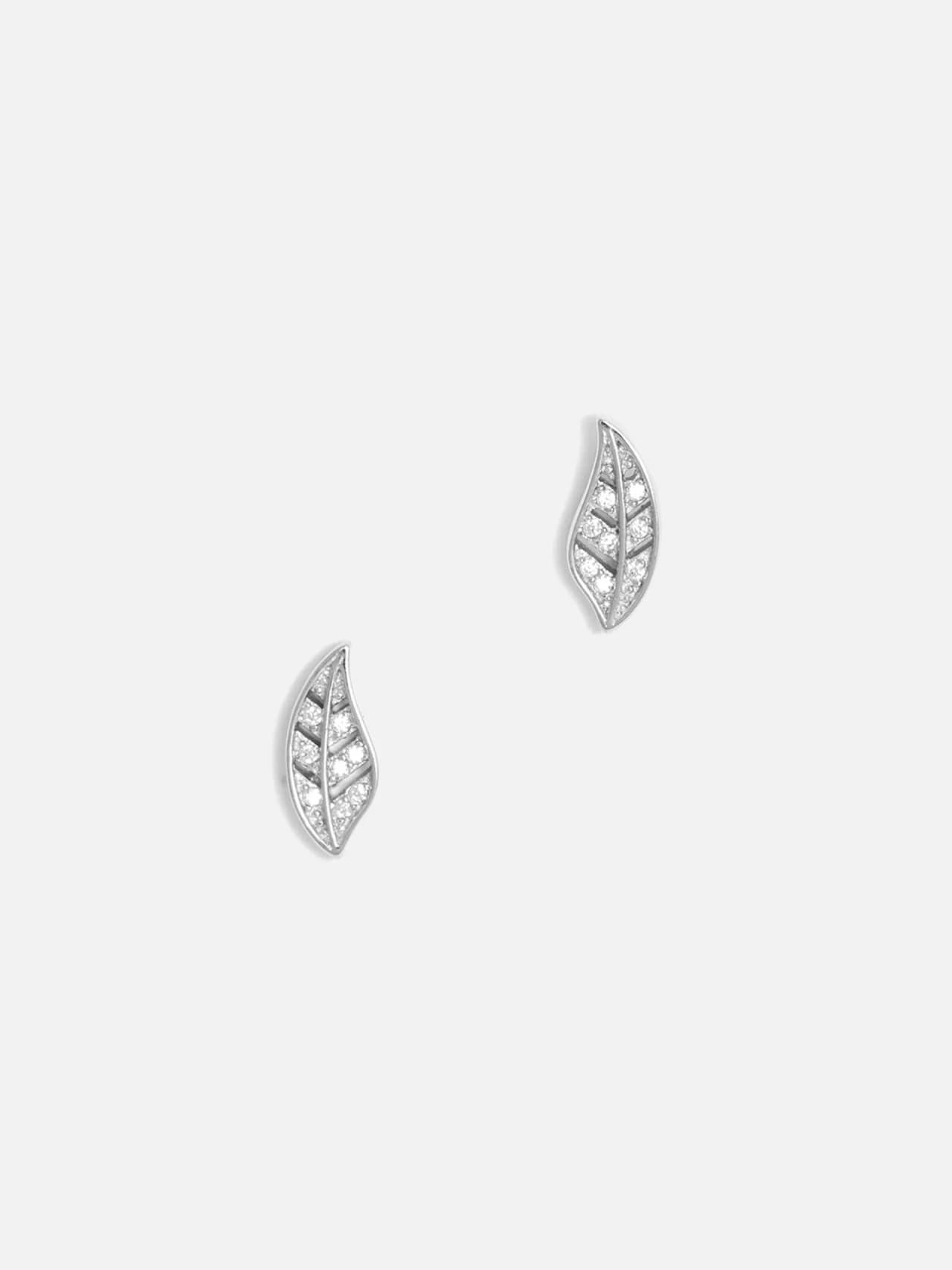 Äkta Silver Örhängen i Bladform med Cubic Zirconia