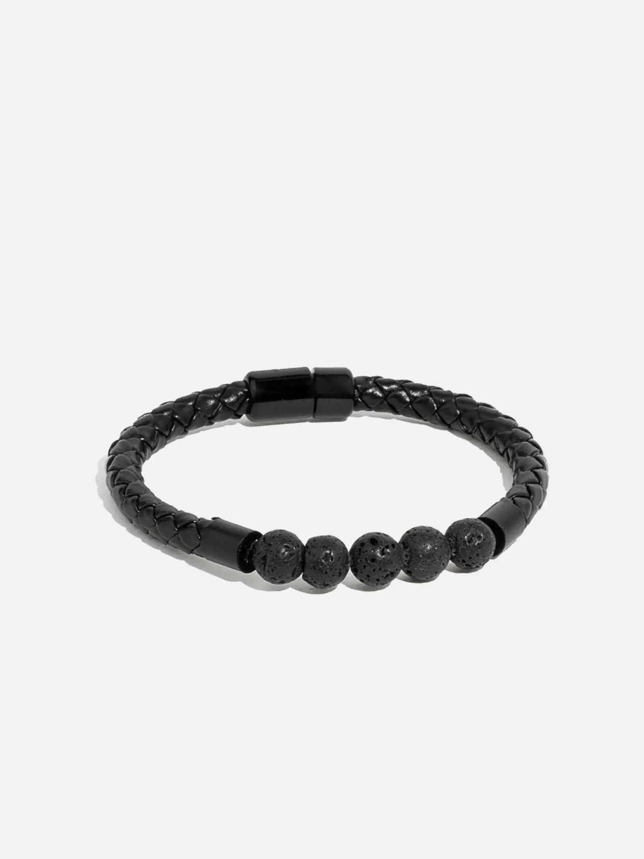 Armband i PU-Läder med Lavastenar - Magnetlås