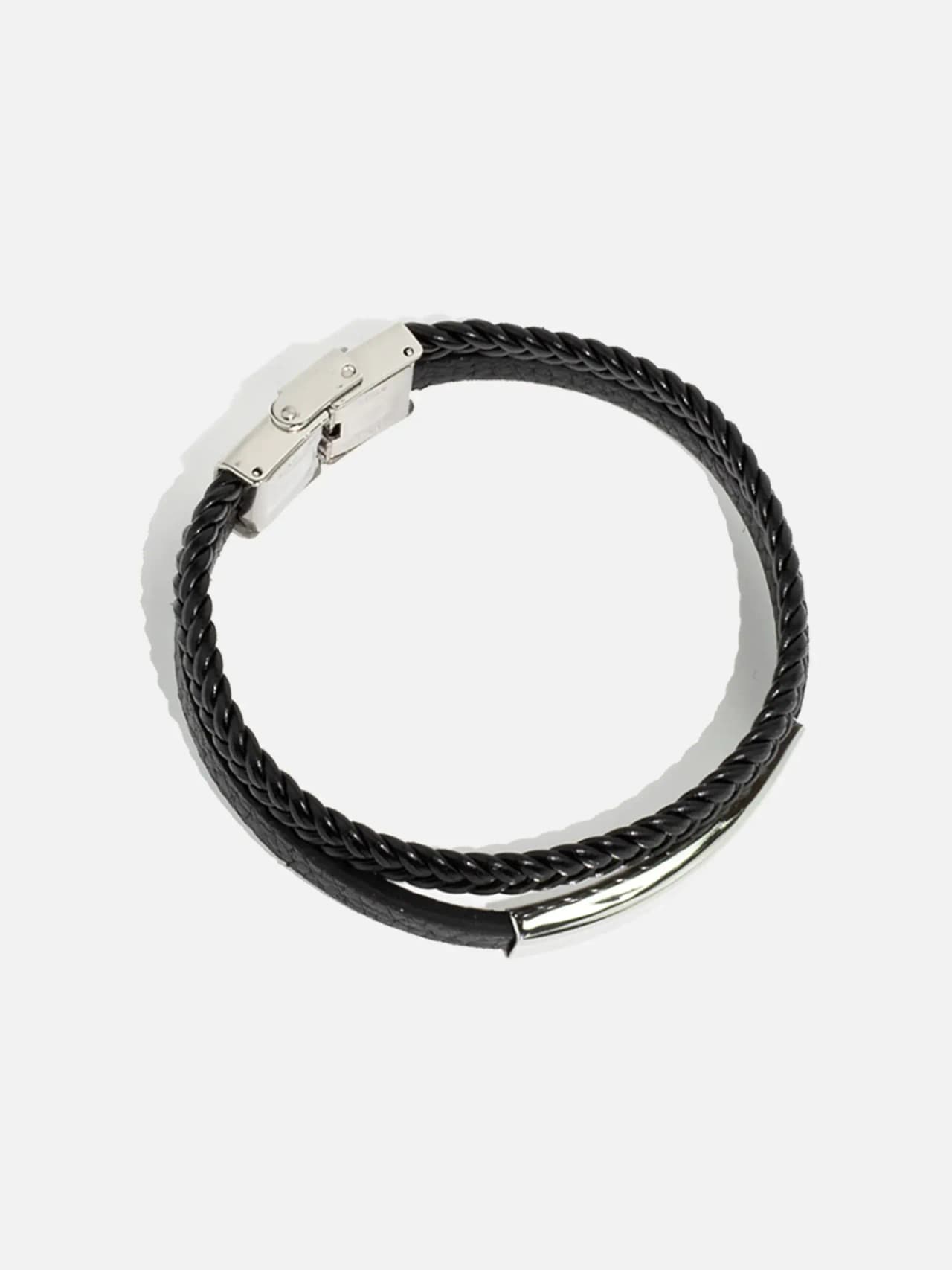 Armband i PU-Läder med Silver Platta