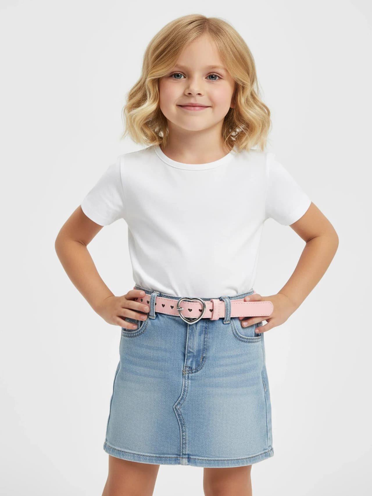 Barn med Rosa Bälte för Barn med Hjärtformat Spänne