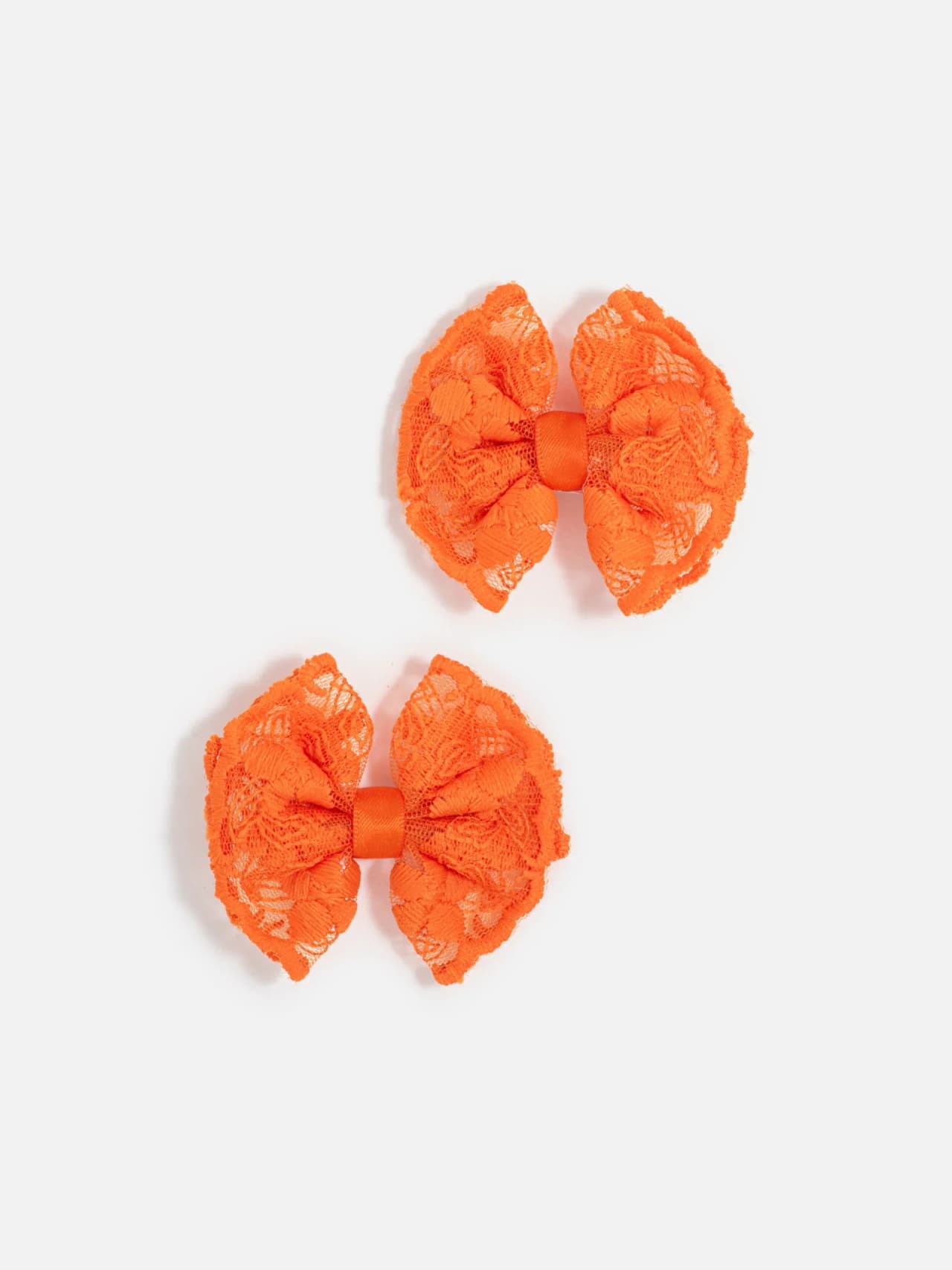 Barnhårspännen med Orangea Rosetter i 2Pack