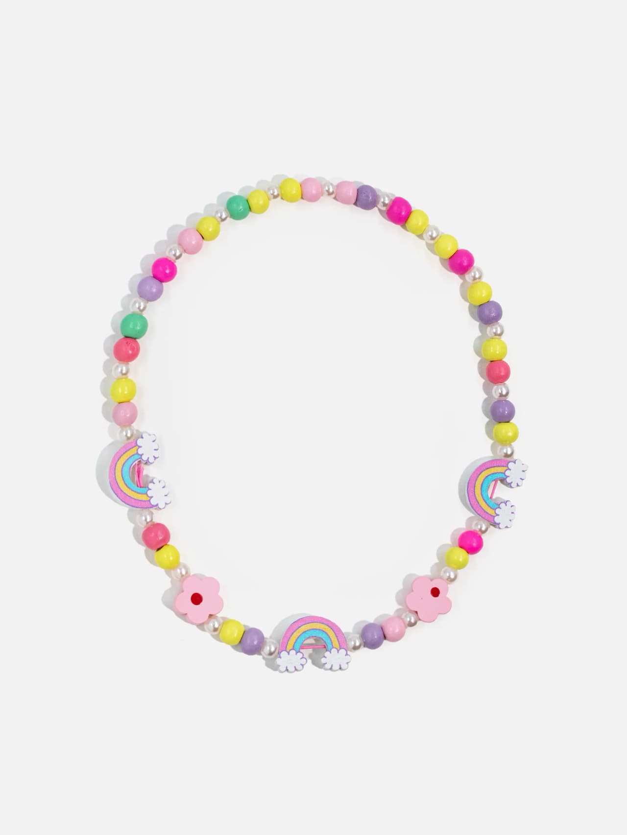 Färgglatt halsband för barn med pärlor, blommor och regnbågar