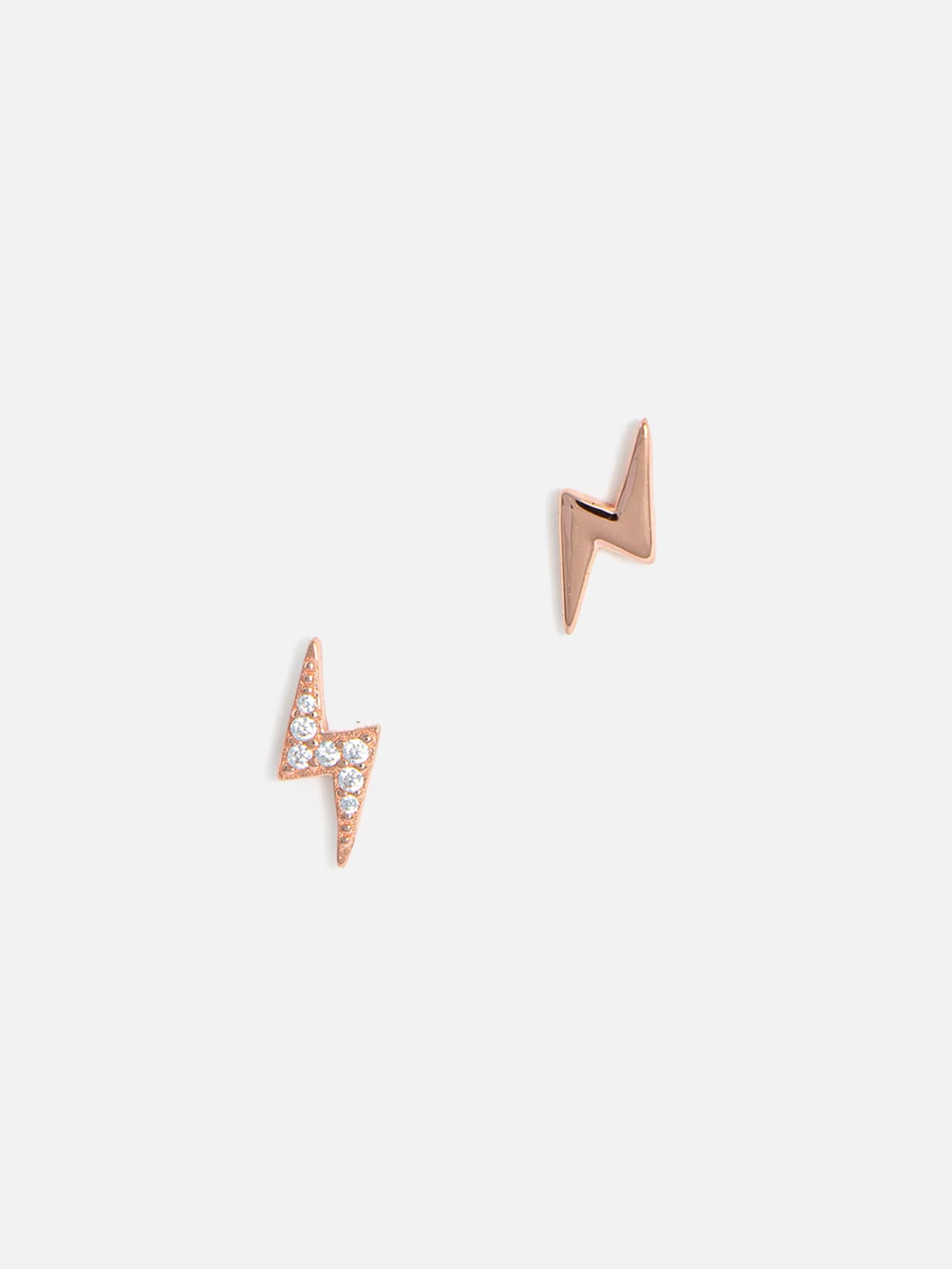 Blixt Stud Örhängen Kubisk Zirkonia – 18K Roséguld Äkta Silver 925