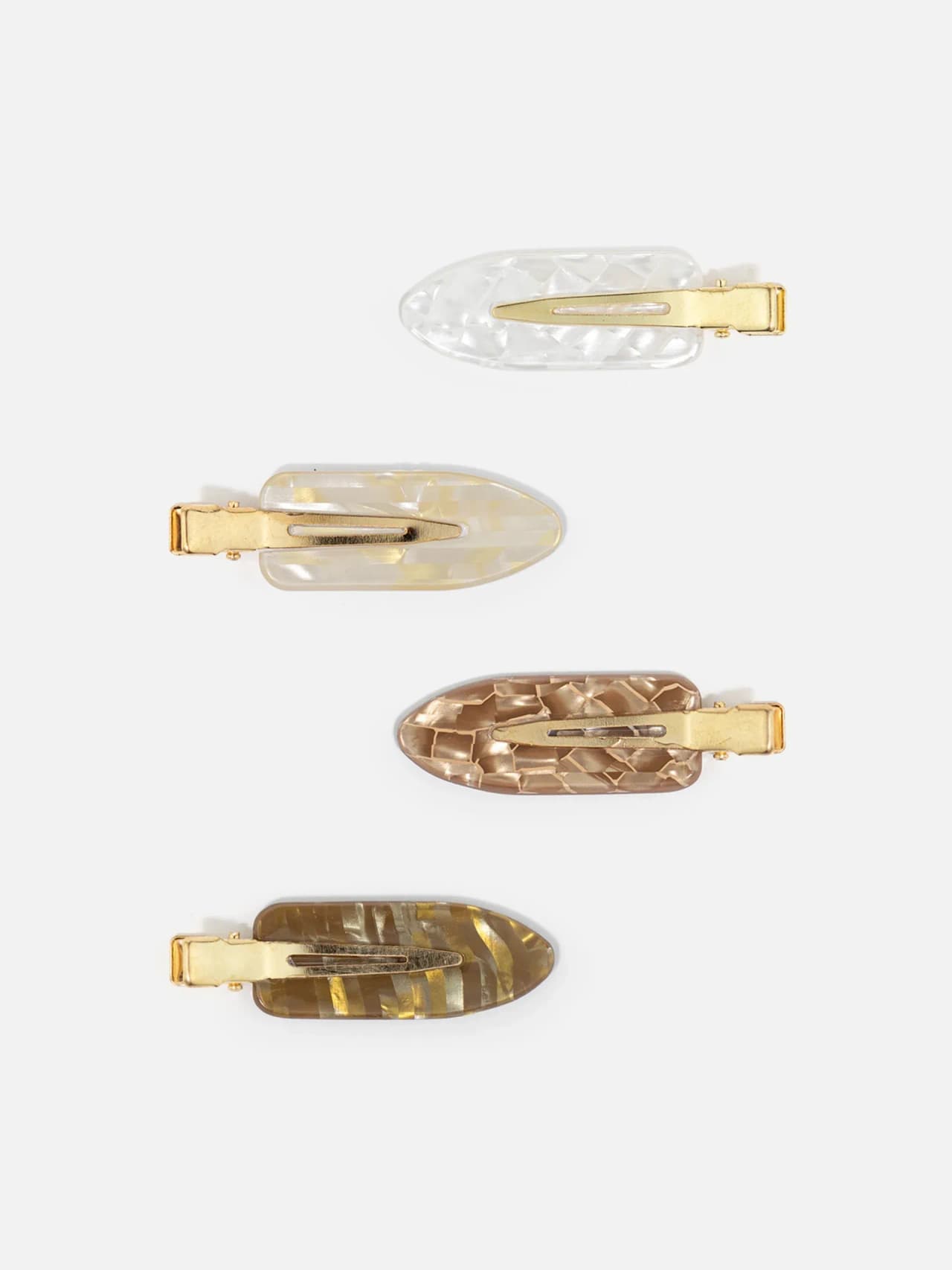 Brun-Vit Hårspänne 4-pack