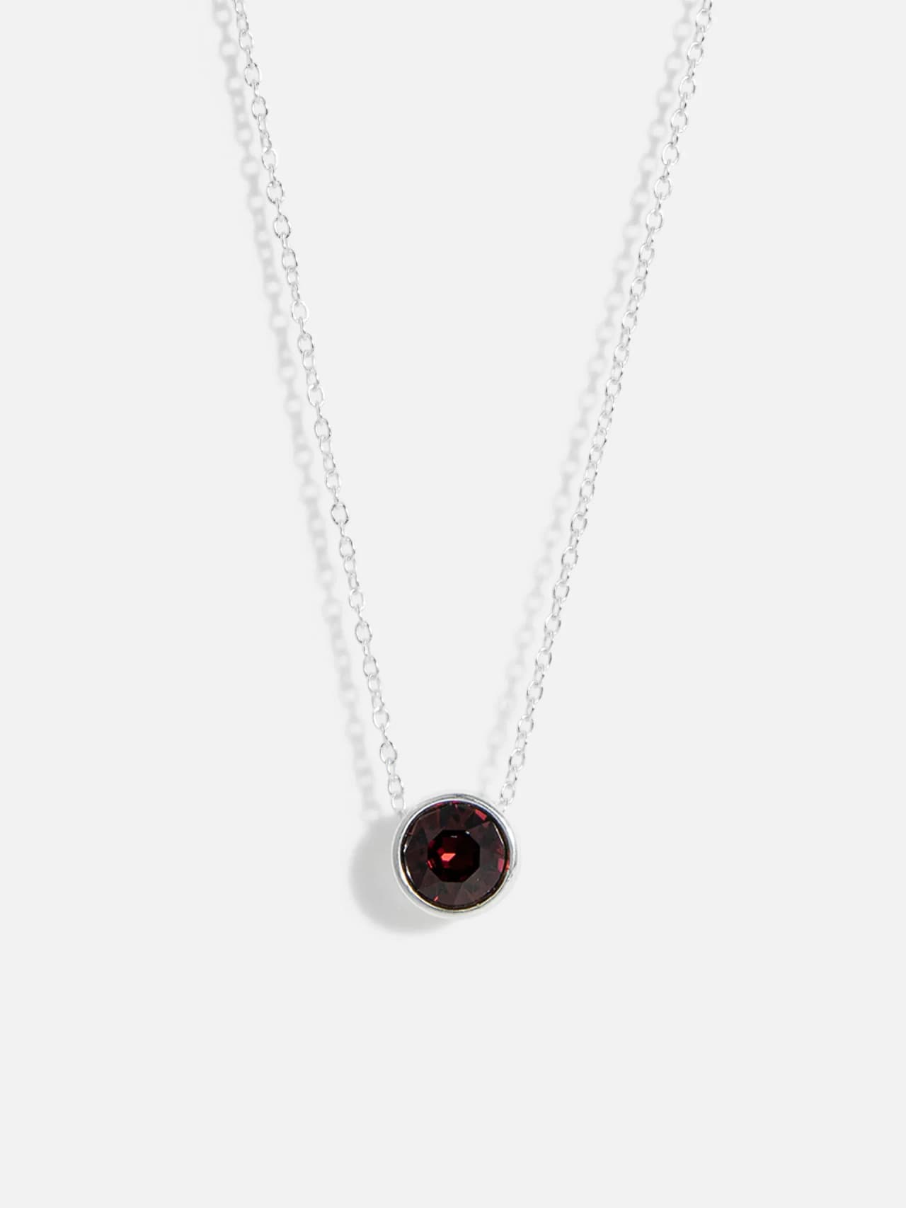 Charmig Halsband i Äkta Silver med Röd Kristall