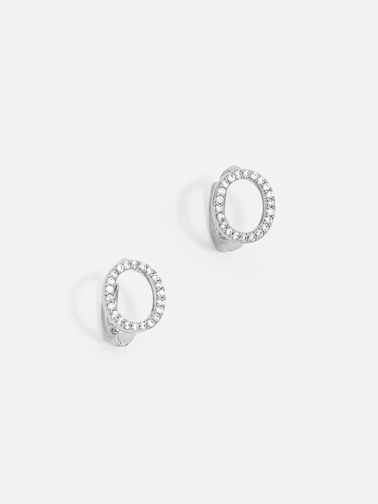 Circle örhängen rodiumpläterade med cubic zirconia – nickelfria huggie-creoler