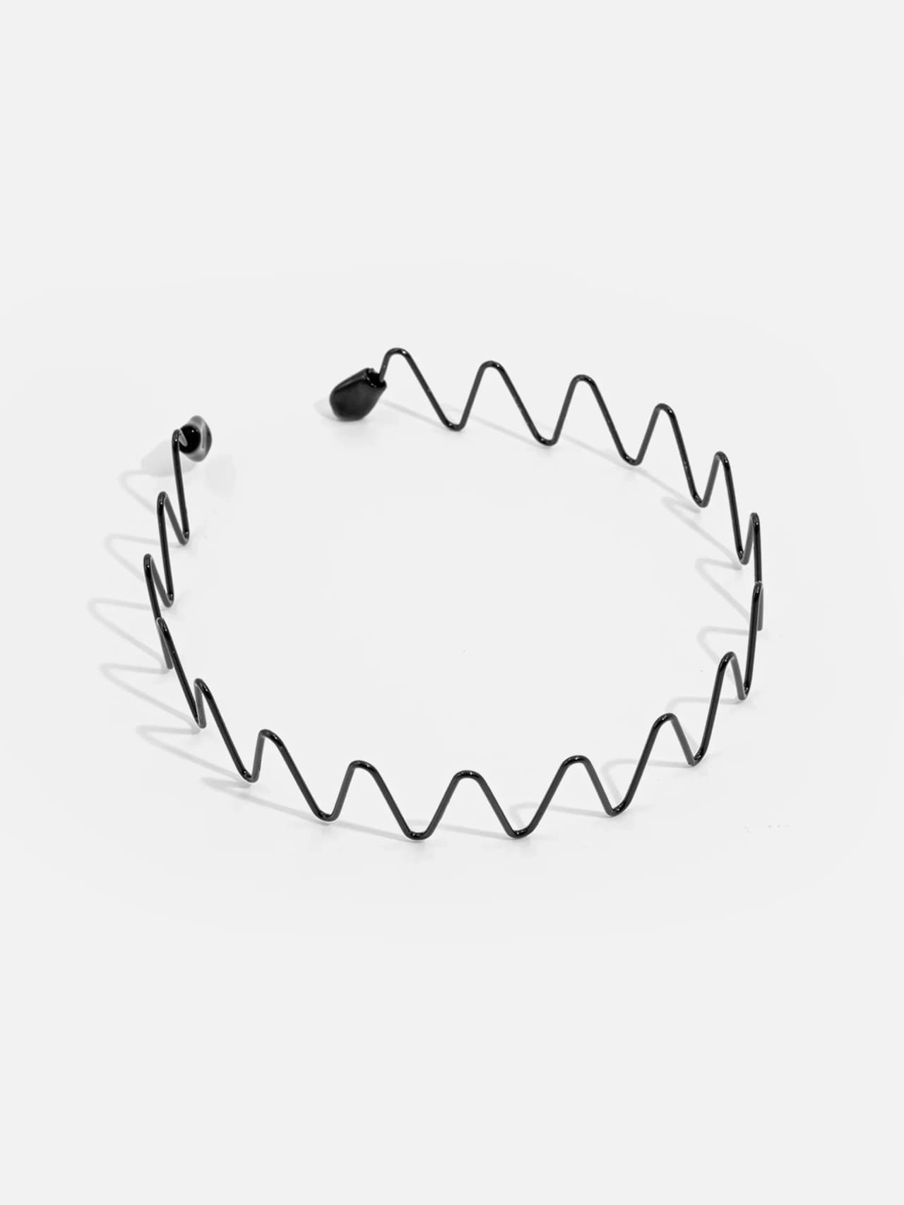 Diadem i Svart Metall med Vågig Design, Tunt