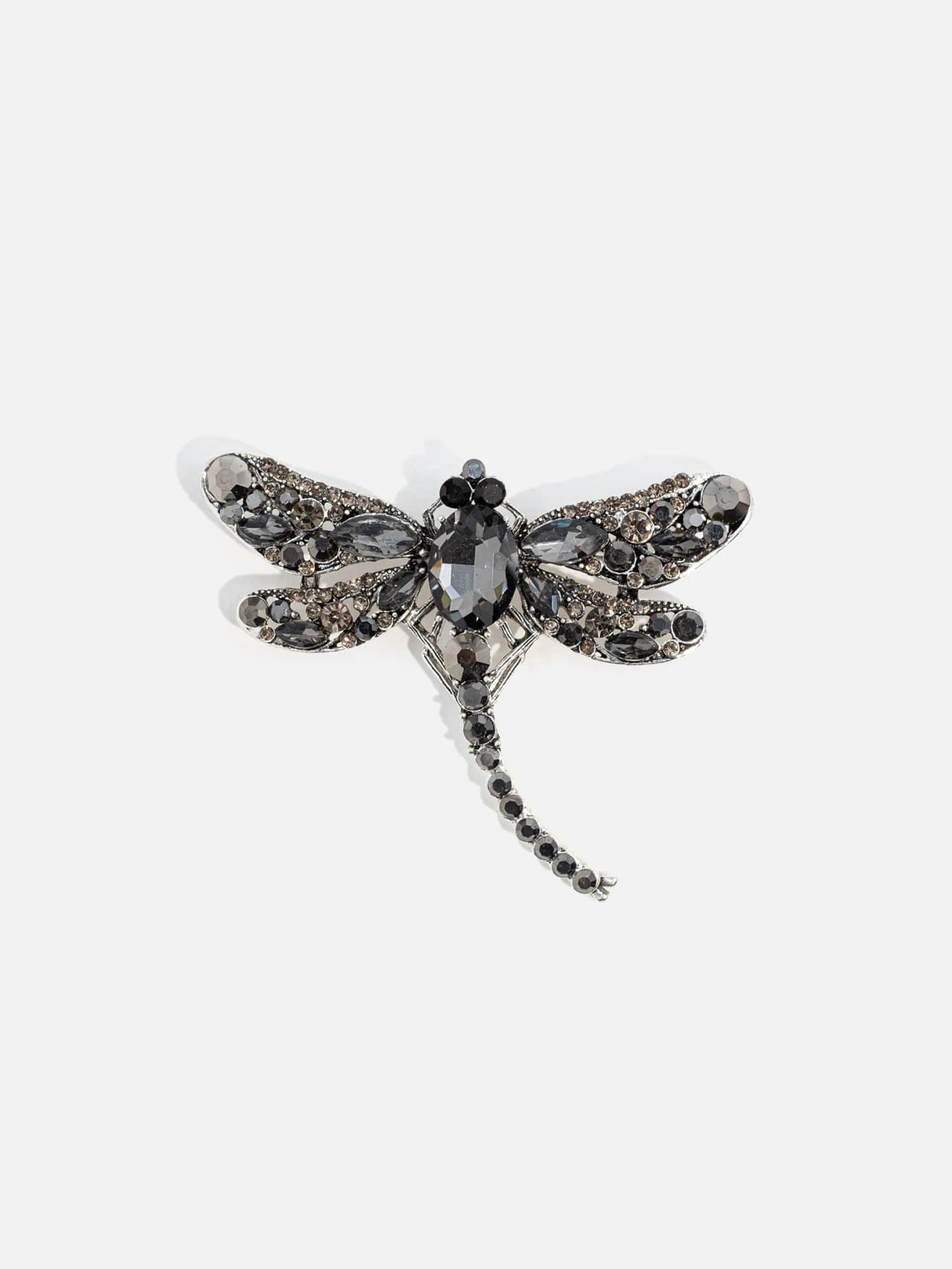 Dragonfly Brosch med Strålande svart Glasstenar