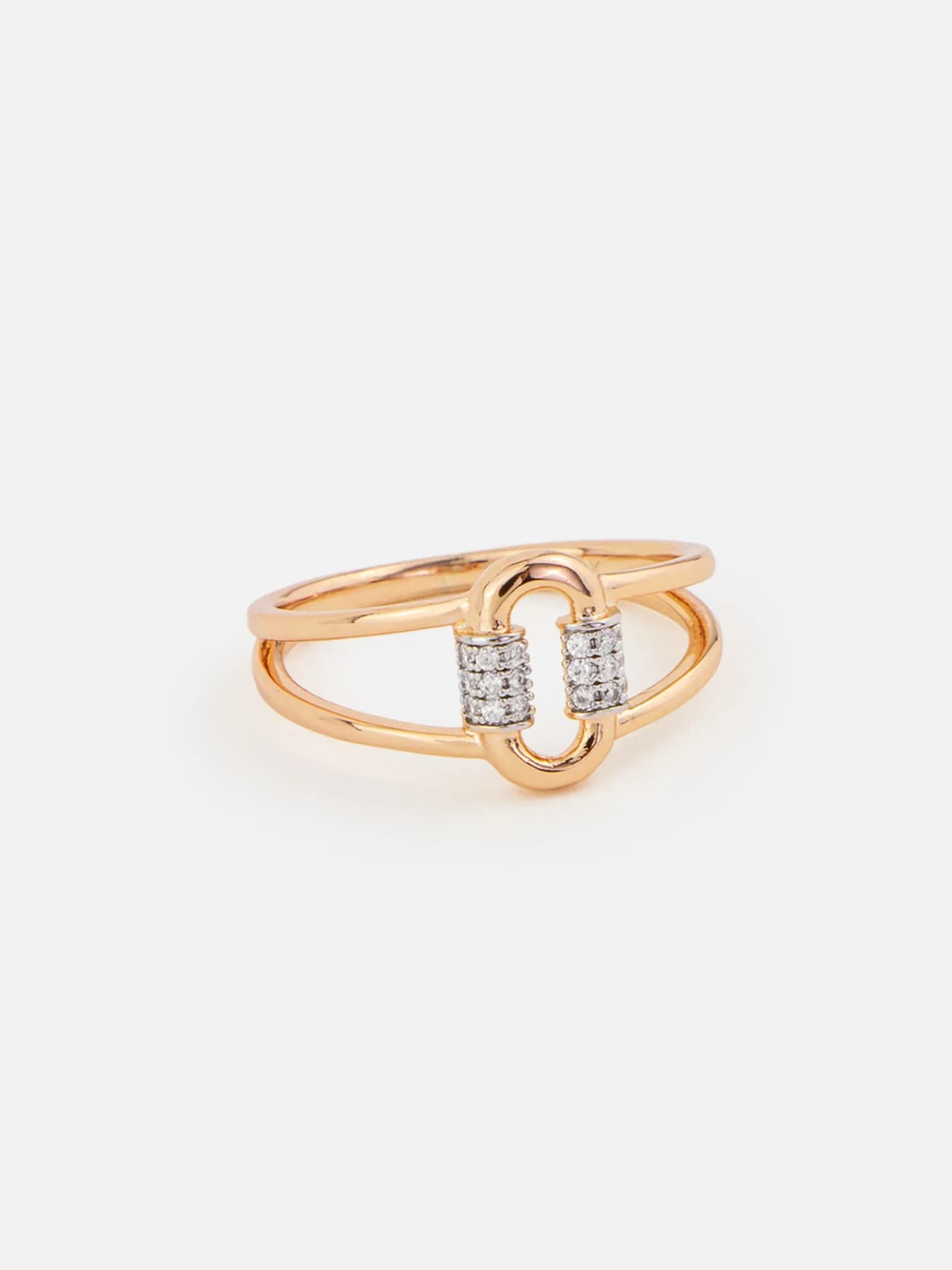 Dubbel Band Ring i 18K Guld Förgylld med Cubic Zirconia