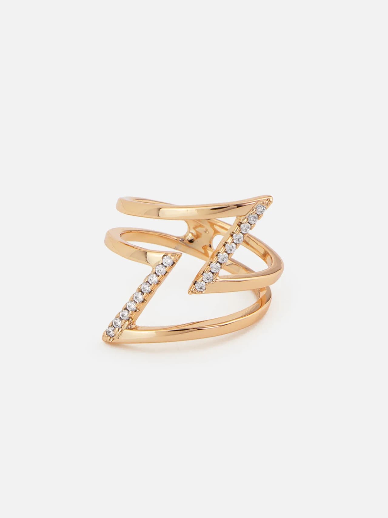 Dubbel Ring i 18K Guldpläterad med Cubic Zirconia