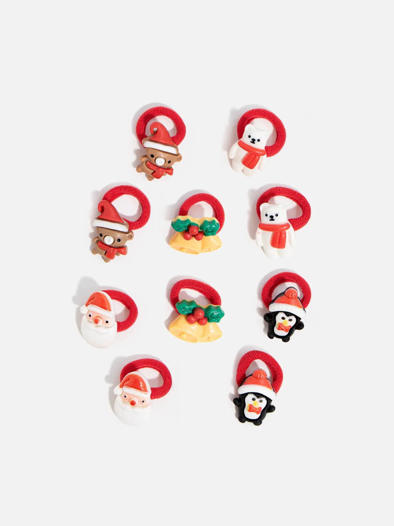 Festliga Hårsnoddar med Julmotiv -10Pack
