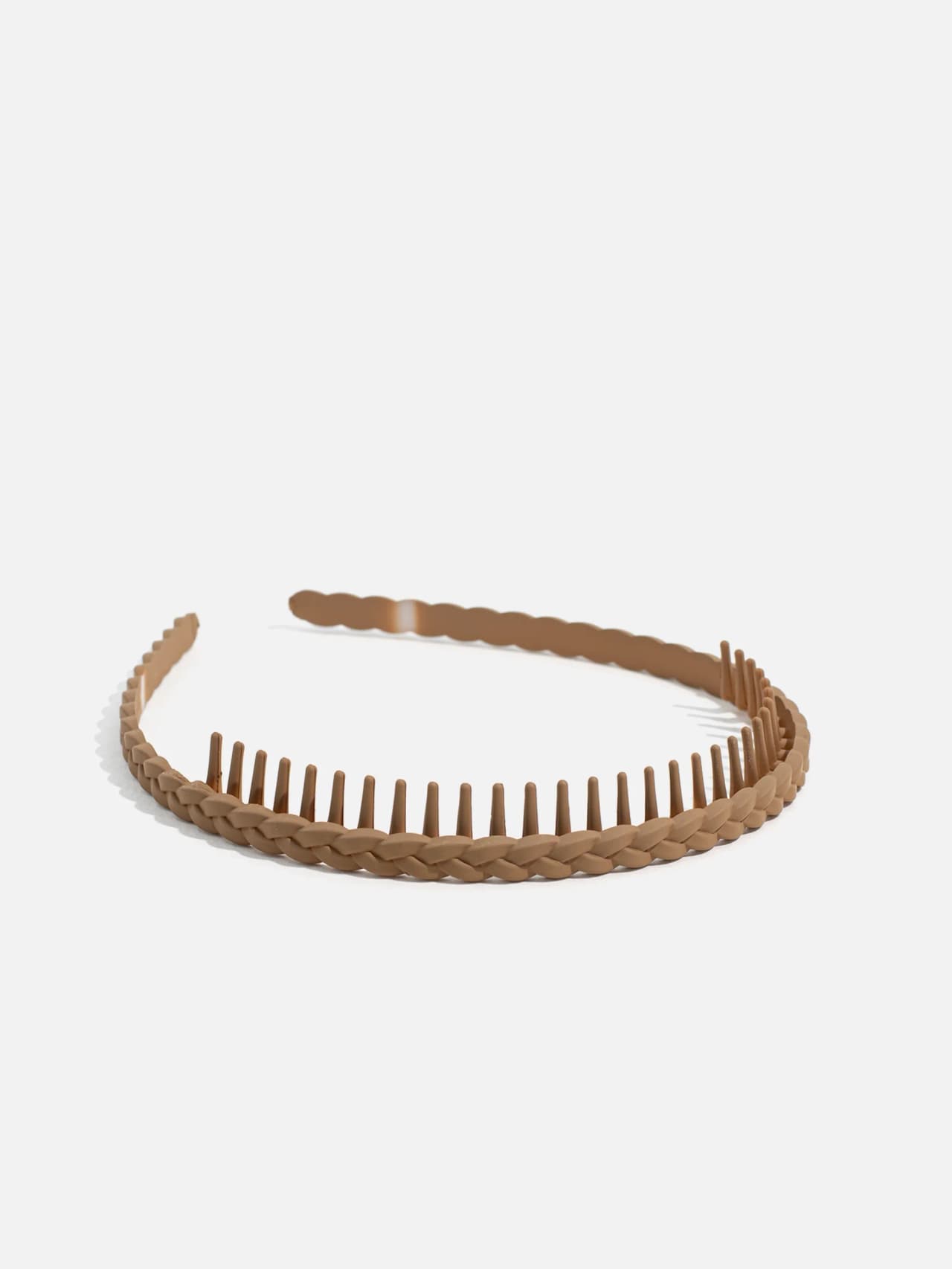 Flätat diadem med kamtänder i beige