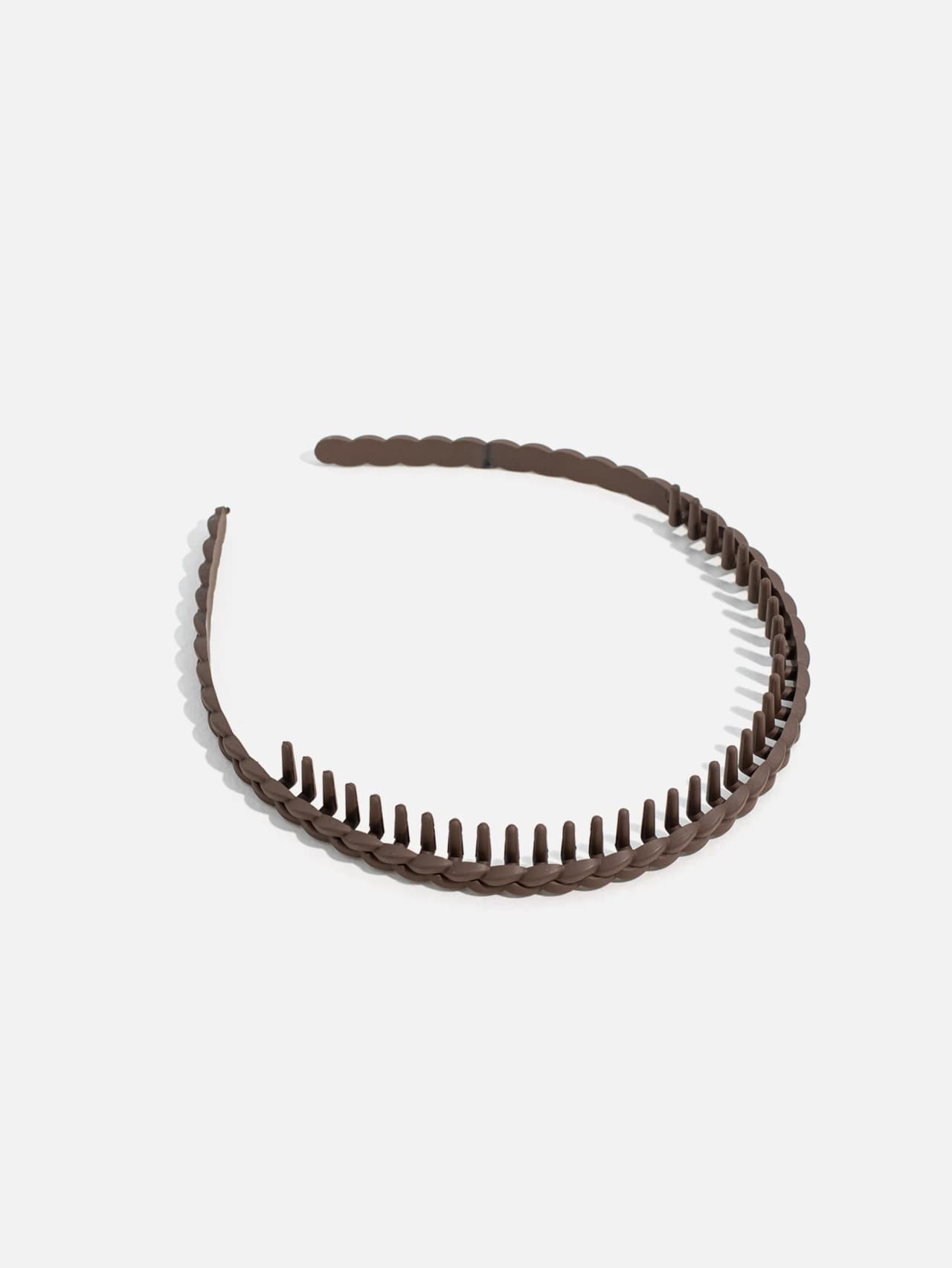 Flätat diadem med kamtänder i brun