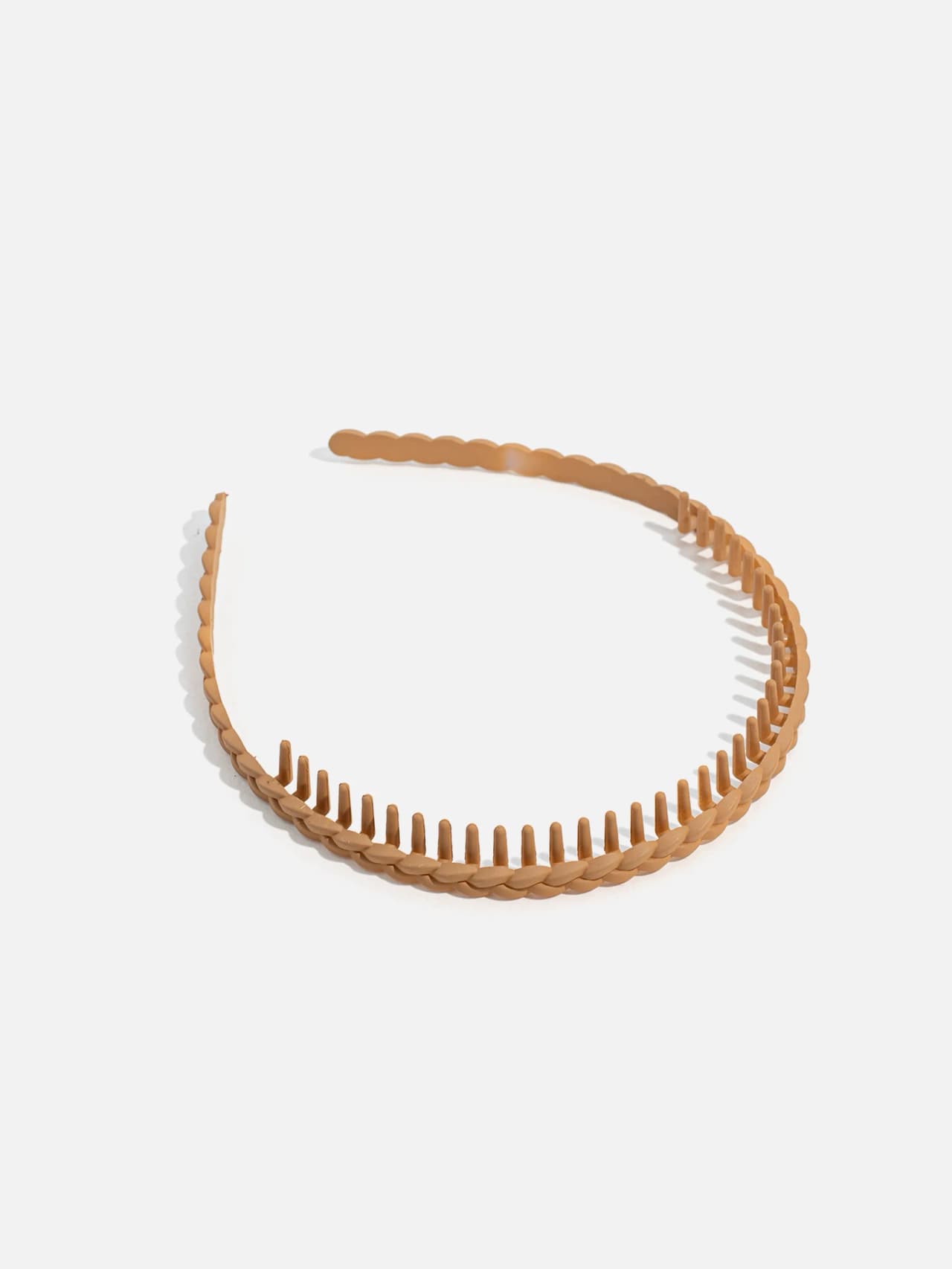 Flätat diadem med kamtänder i camel