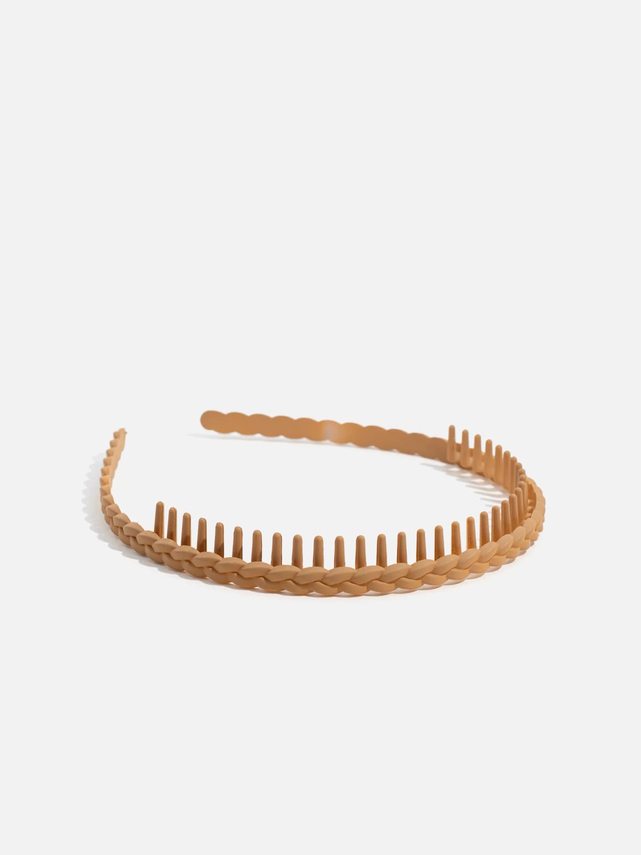 Flätat diadem med kamtänder i camel