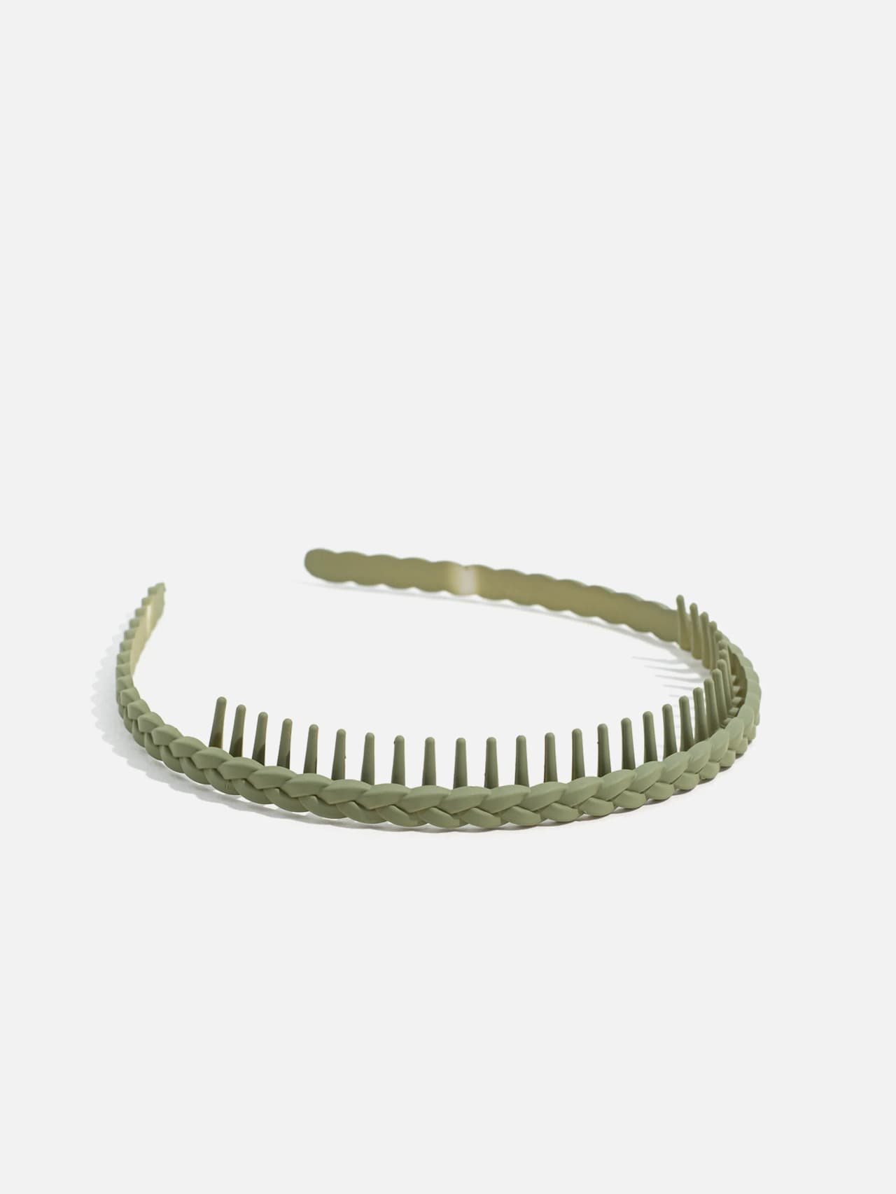 Flätat diadem med kamtänder i grön