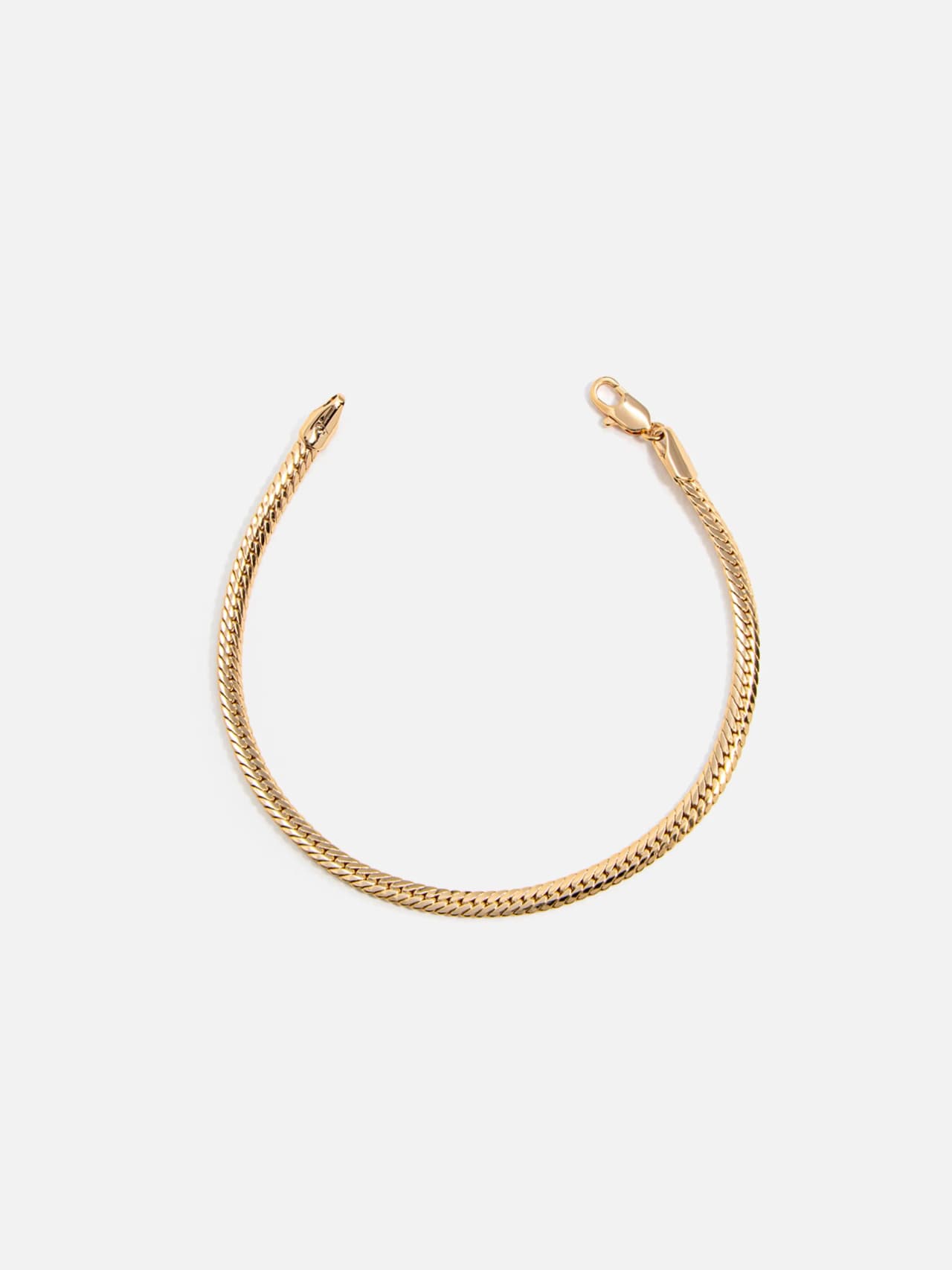 18K guldpläterat platt ormkedja-armband herringbone dam — Le Lika