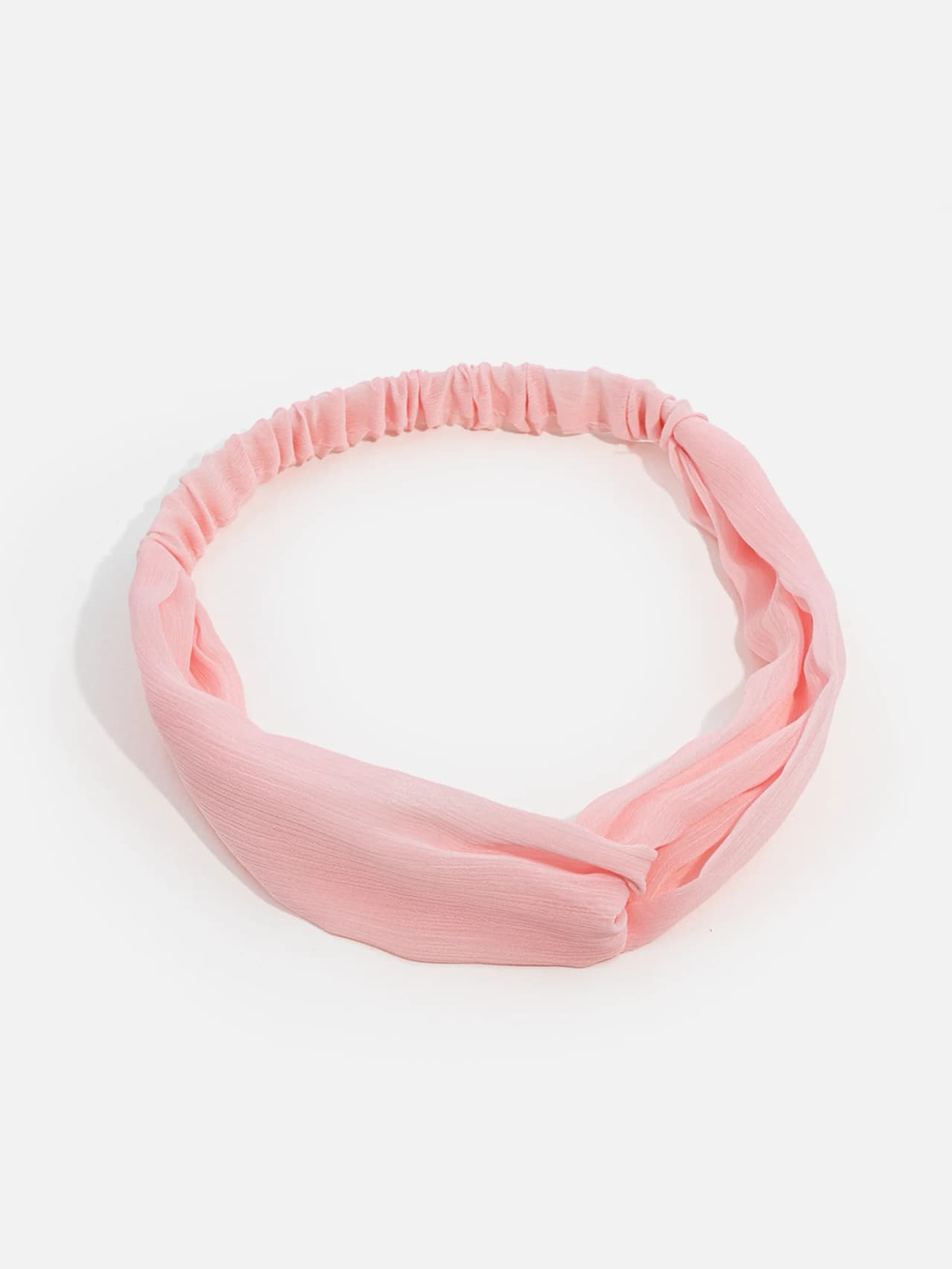 Knutat hårband i ljusrosa blush crinkletyg för dam
