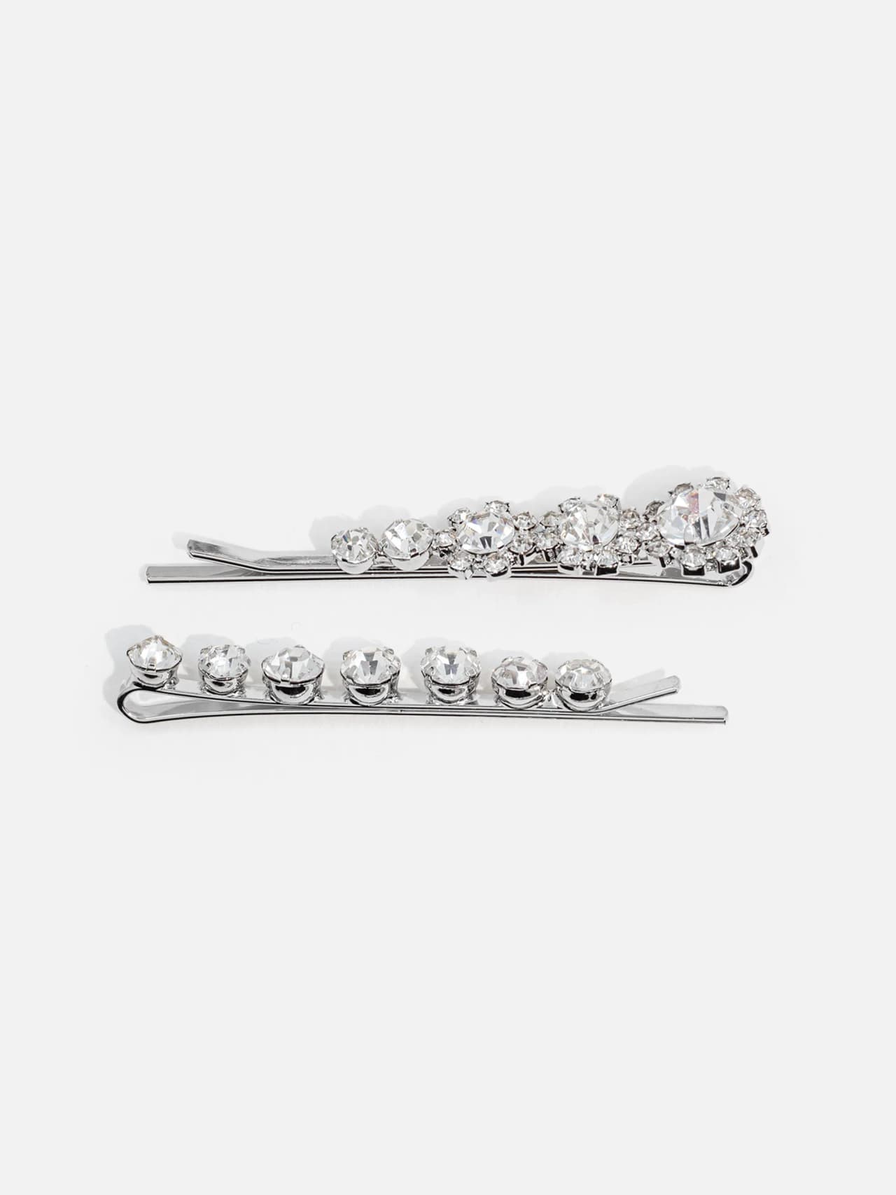 Eleganta hårspännen i silver med klara rhinestone‑kristaller