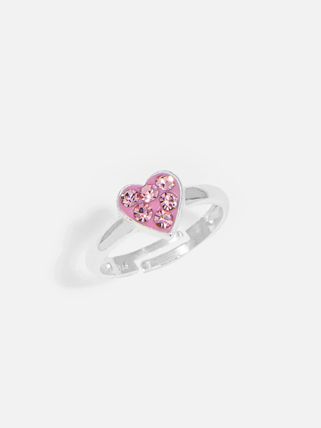 Barnring i äkta silver med rosa hjärta