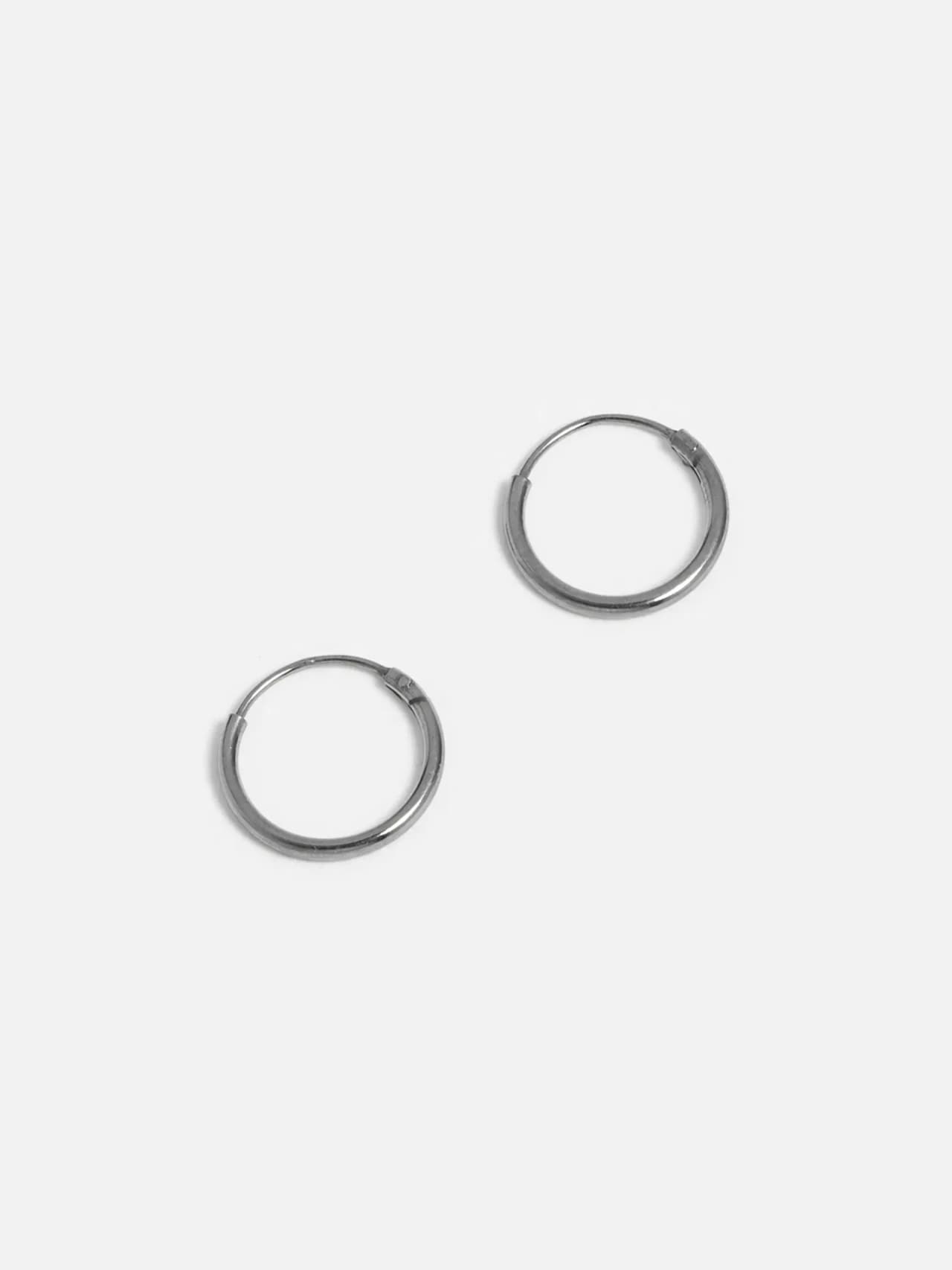 Hoop Örhängen i Äkta Silver - Ruthenium Plated