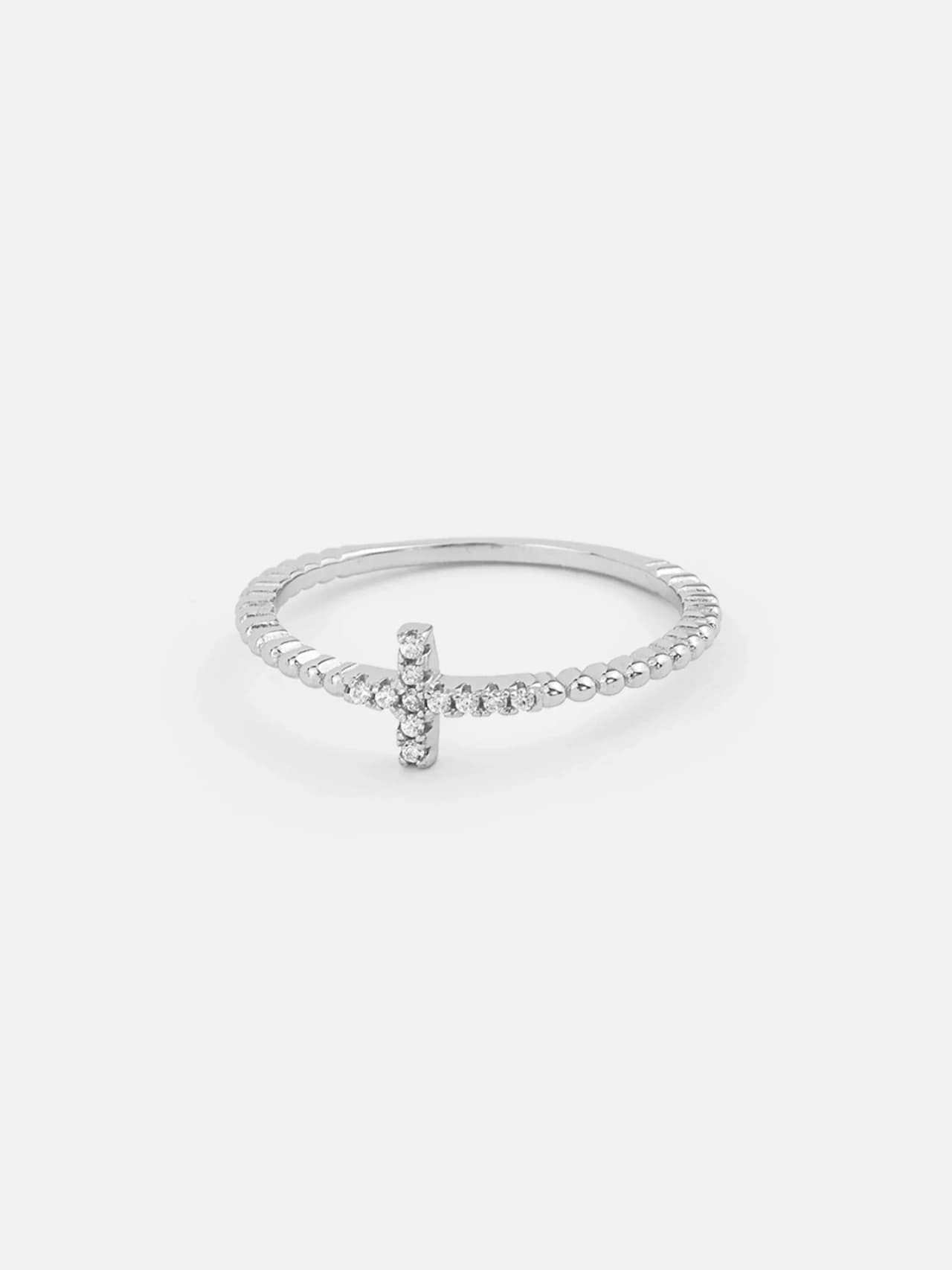 Korsring i Äkta Silver med Kubisk Zirkonia