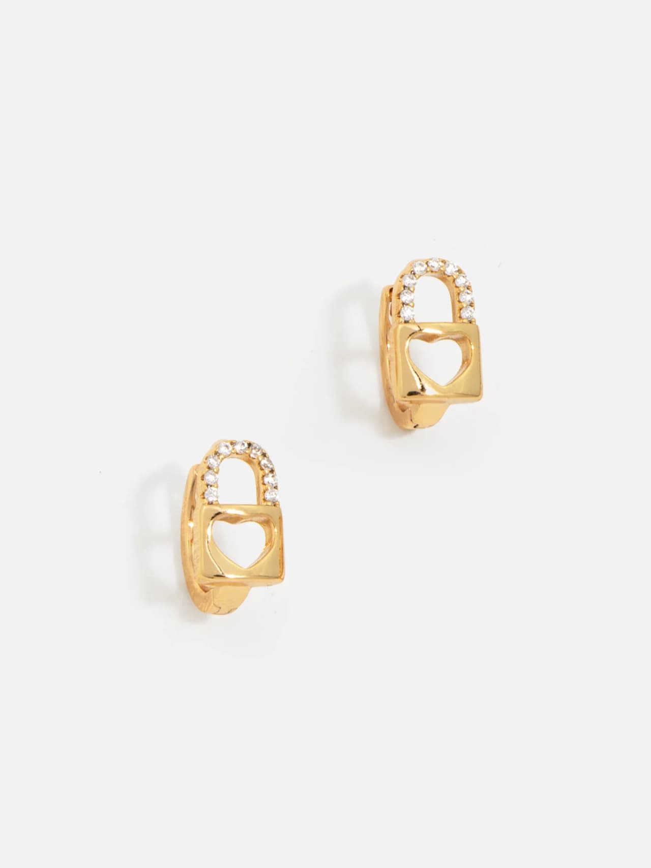 Låsformade Örhängen i 18K Guldplätering med Cubic Zirconia