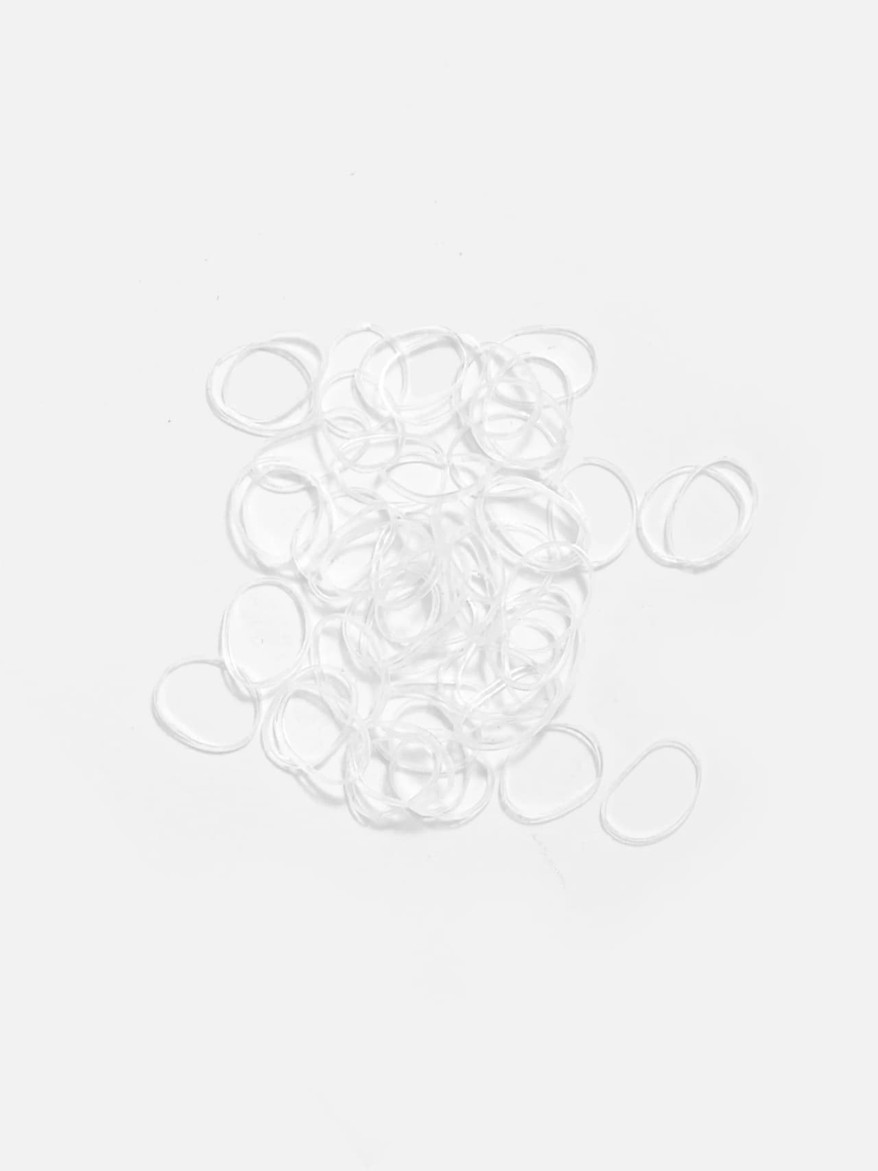 Transparenta mini hårsnoddar, 1 cm diameter, 150-pack
