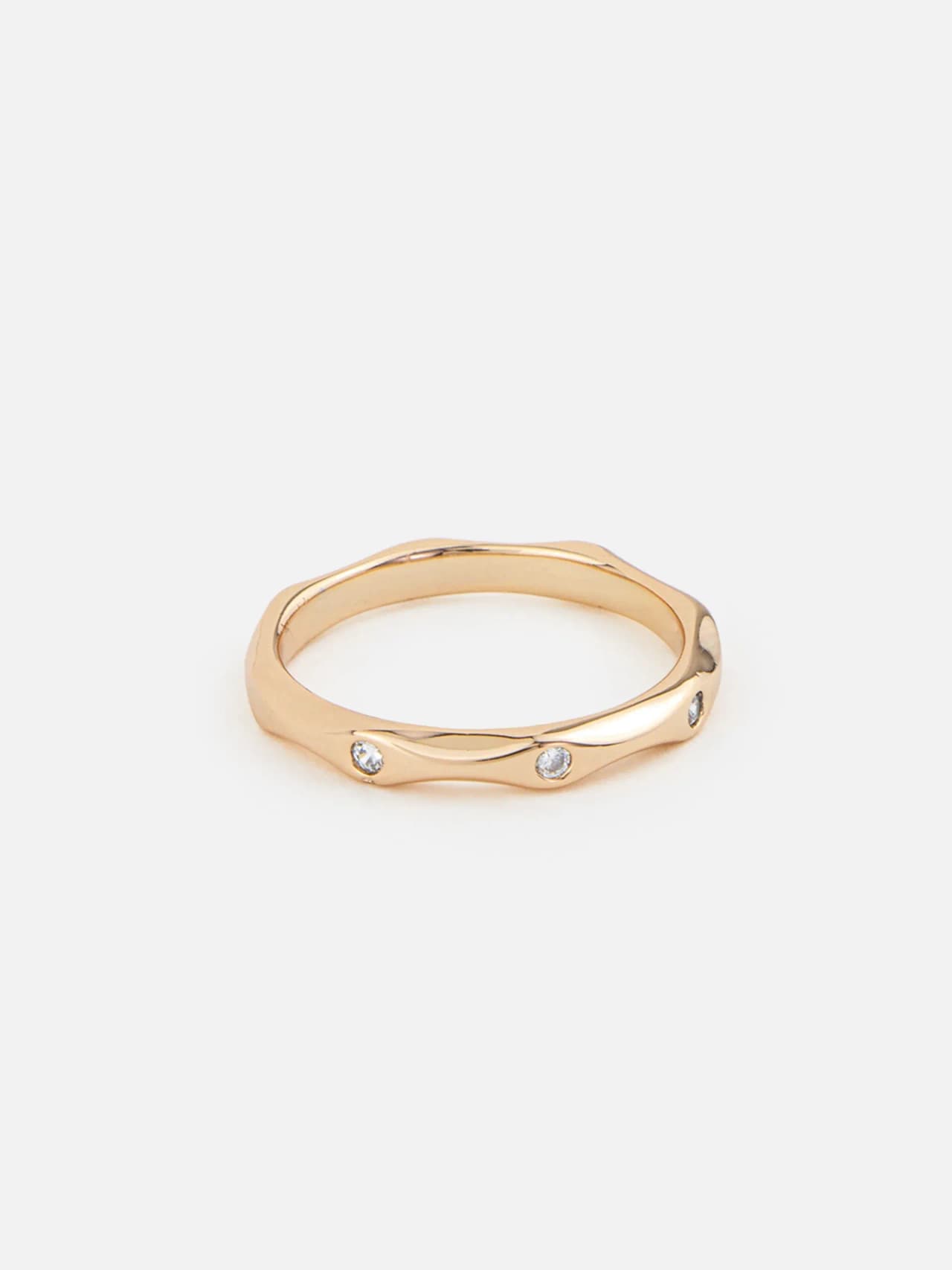 Modern Damring i 18K Guldplätering med Cubic Zirconia