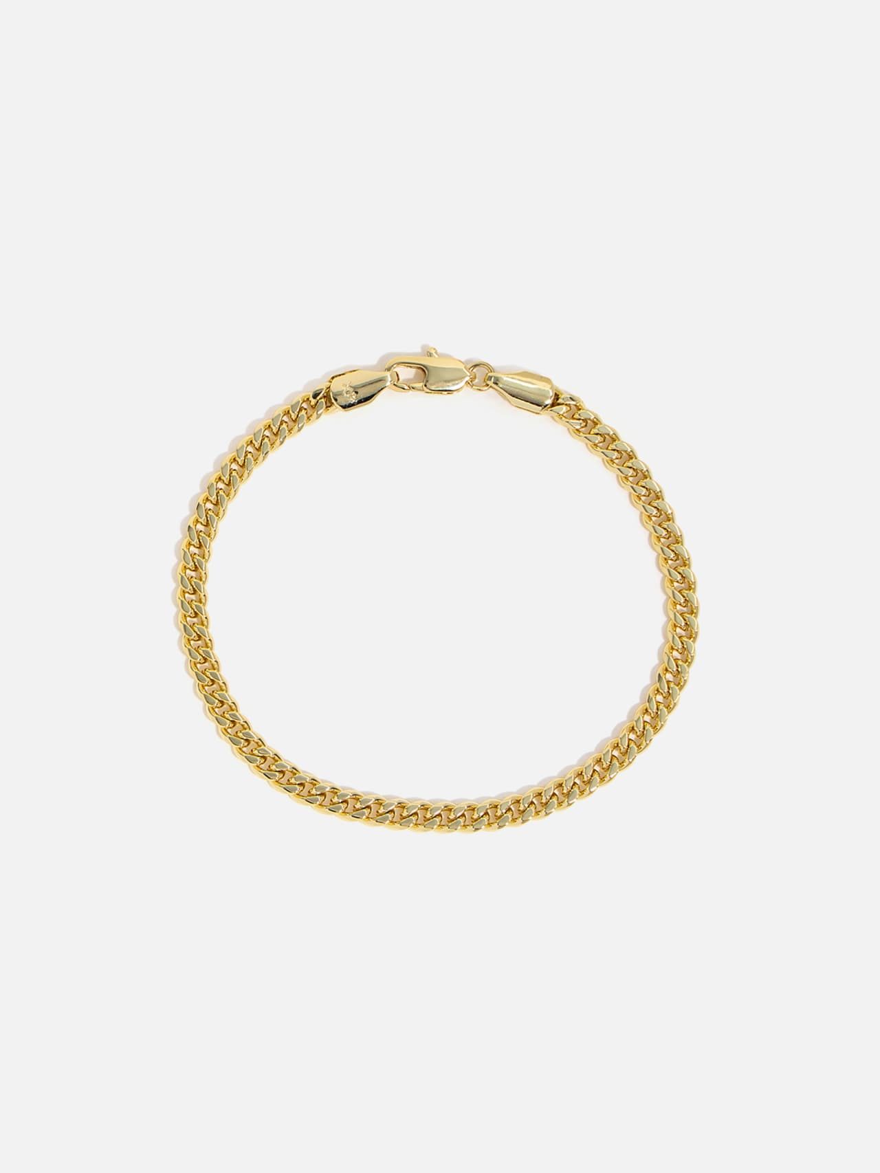 Kraftigt guldpläterat pansararmband 14K med polerade platta länkar, 5,2 mm brett och 19 cm