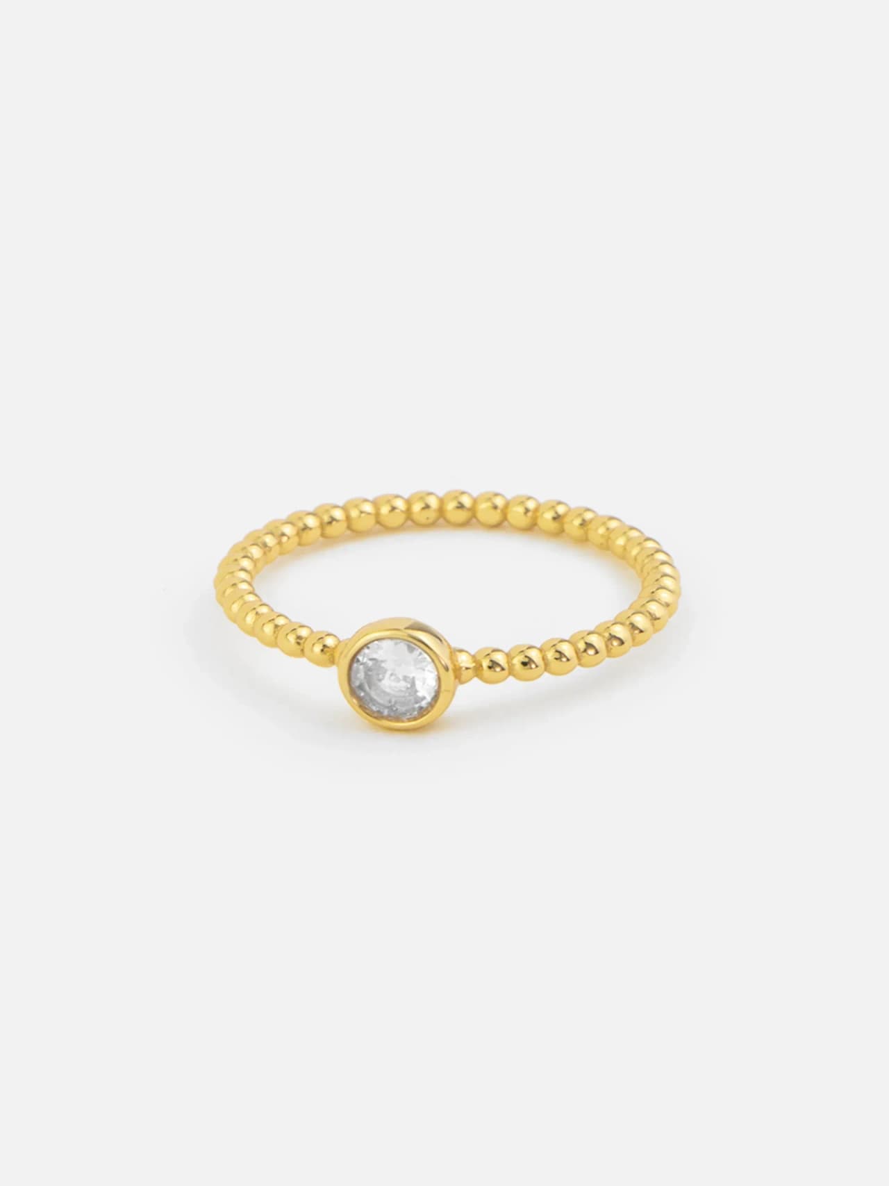 Pärlkedja Guldpläterad Äkta Silver Ring med Kubisk Zirkonia
