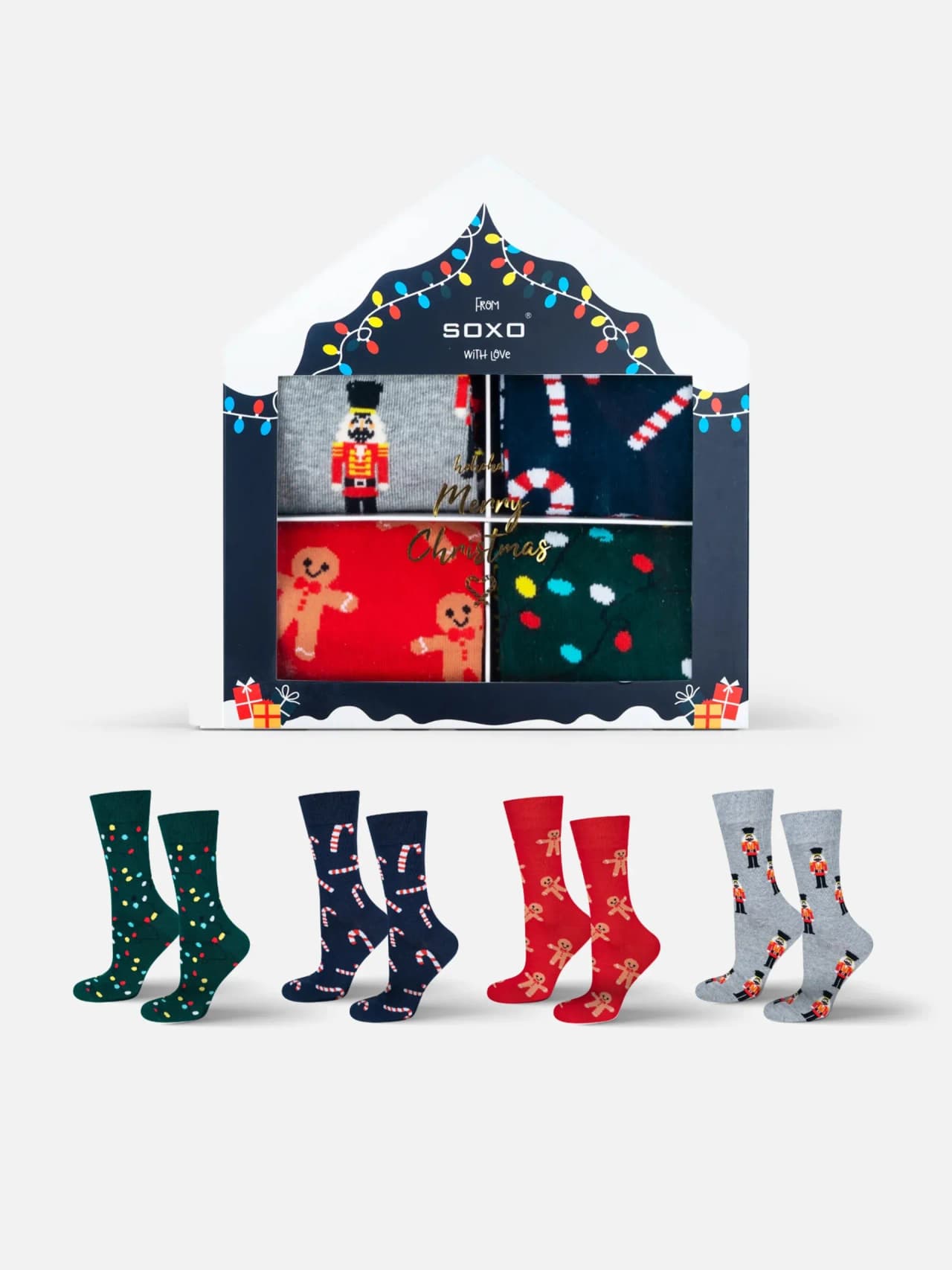 Pepparkaksdröm & Polkastång – Julstrumpor Herr 4-pack Gåvoset
